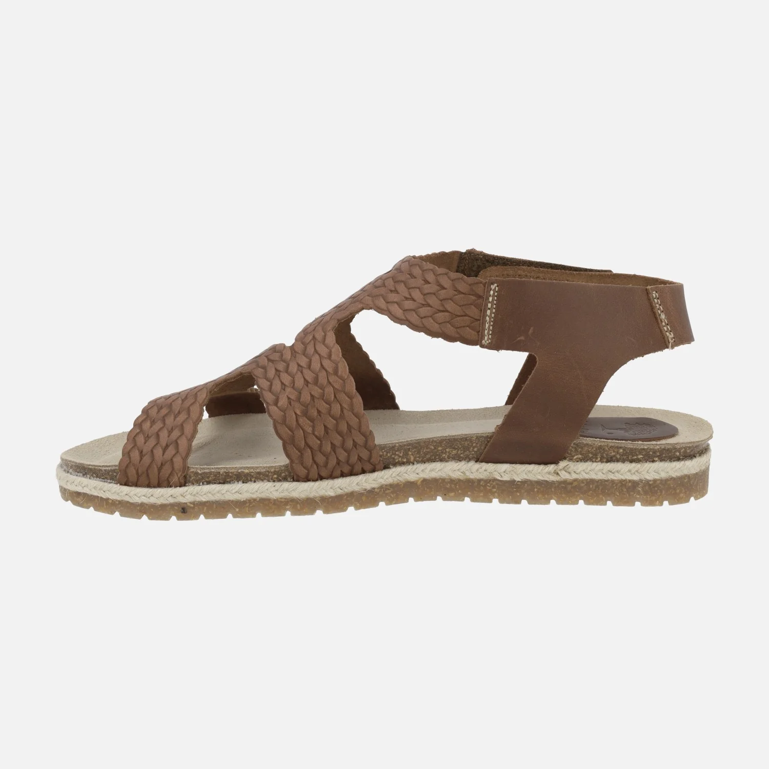 Sandalias planas de piel efecto trenzado con cierre de velcro - Image 9
