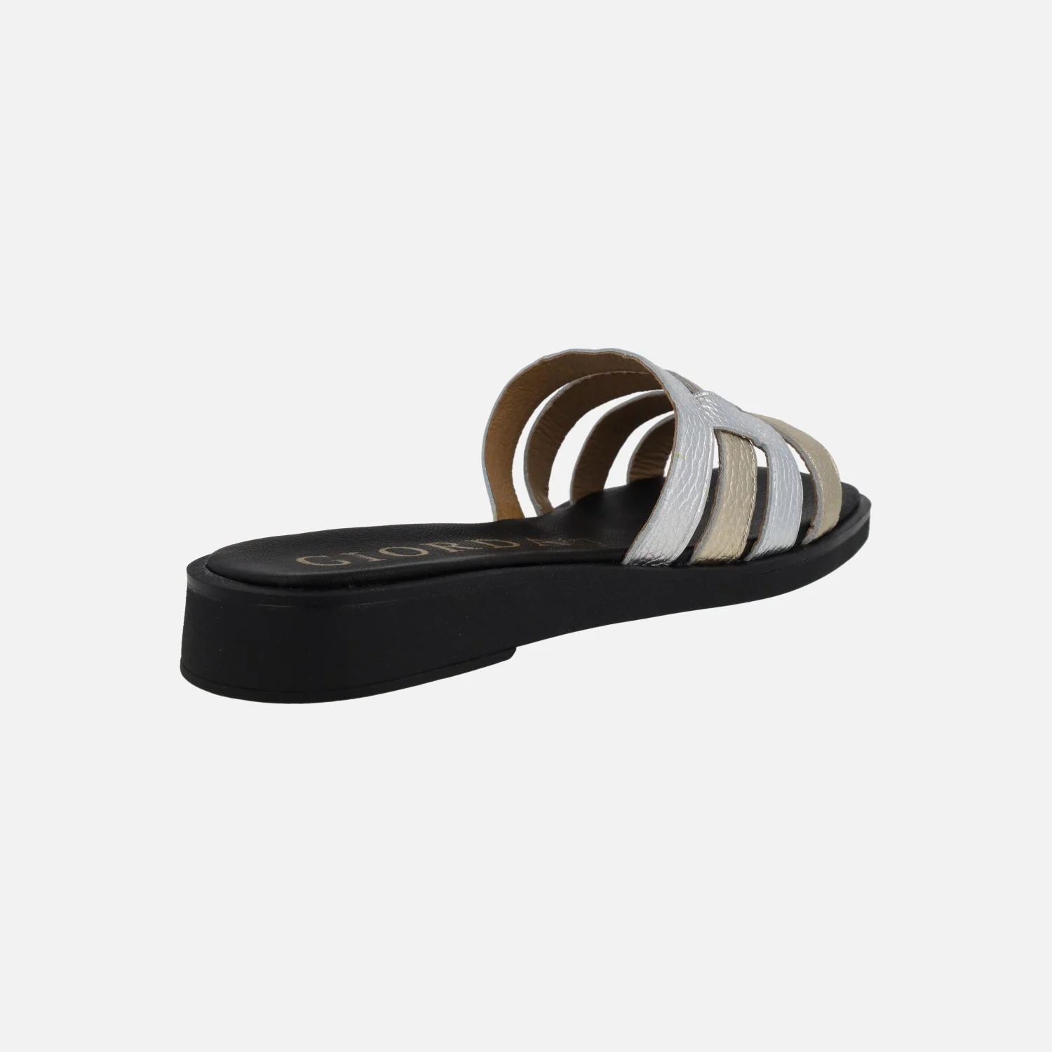 Sandalias planas de piel en combinado de metalizados - Image 4