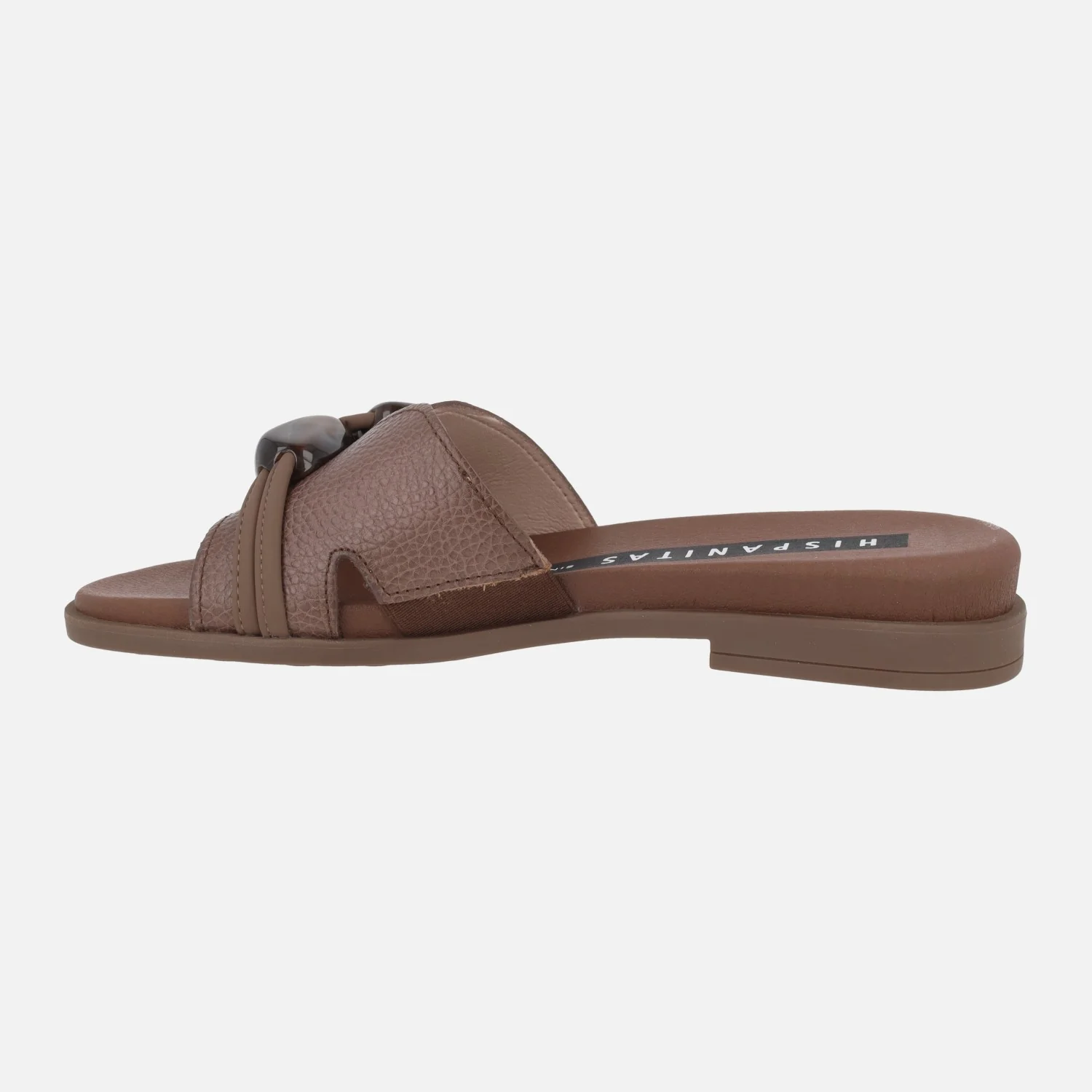 Sandalias planas de piel estilo pala con pedrería - Image 3