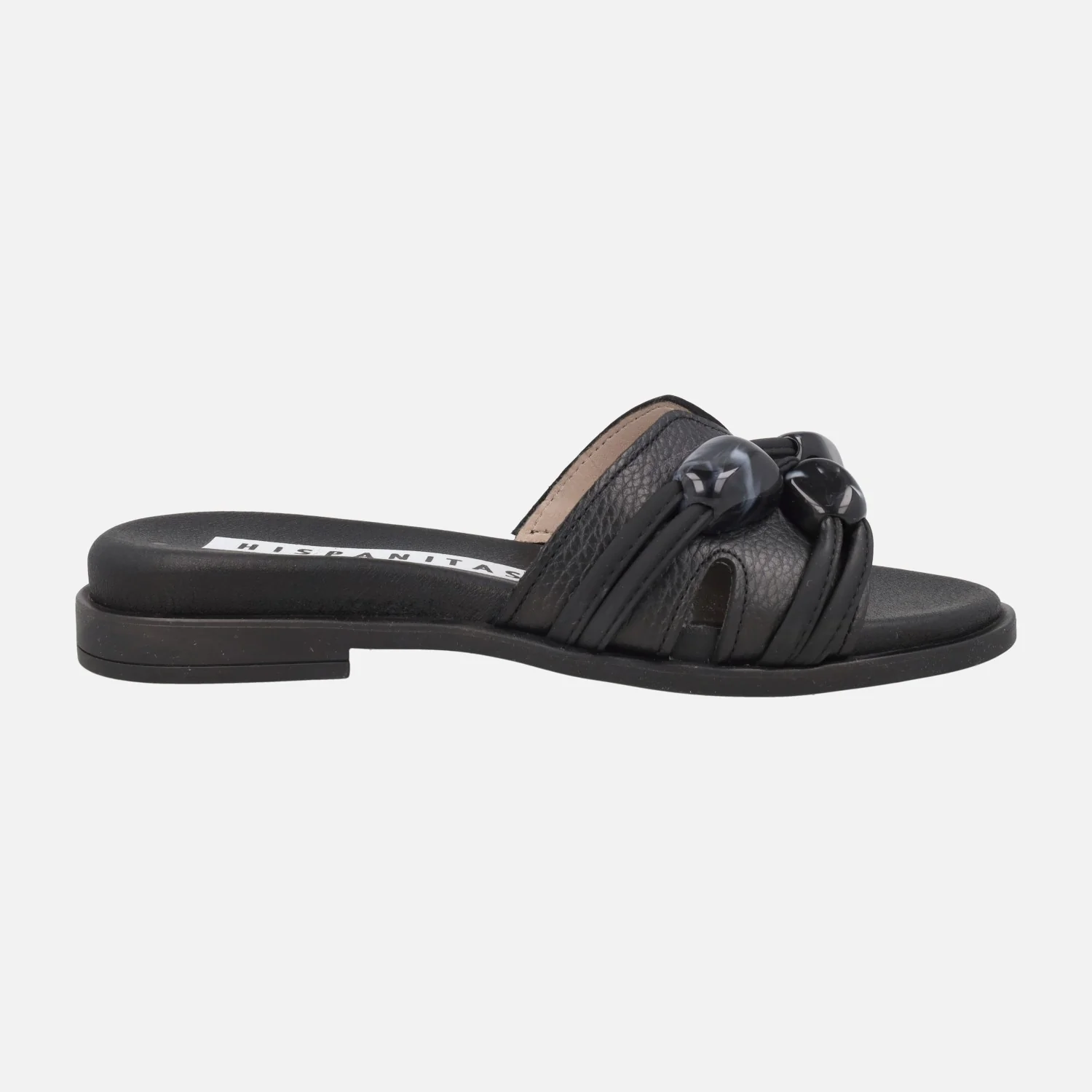 Sandalias planas de piel estilo pala con pedrería - Image 7