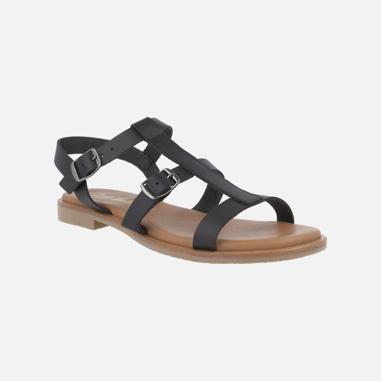 Sandalias planas de piel estilo romanas con hebillas - Image 8