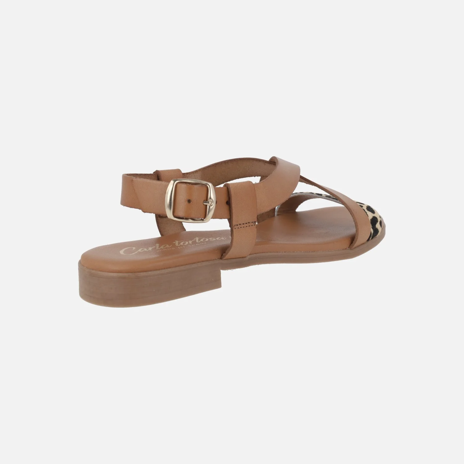 Sandalias planas de tiras en camel y animal print leopardo - Image 3