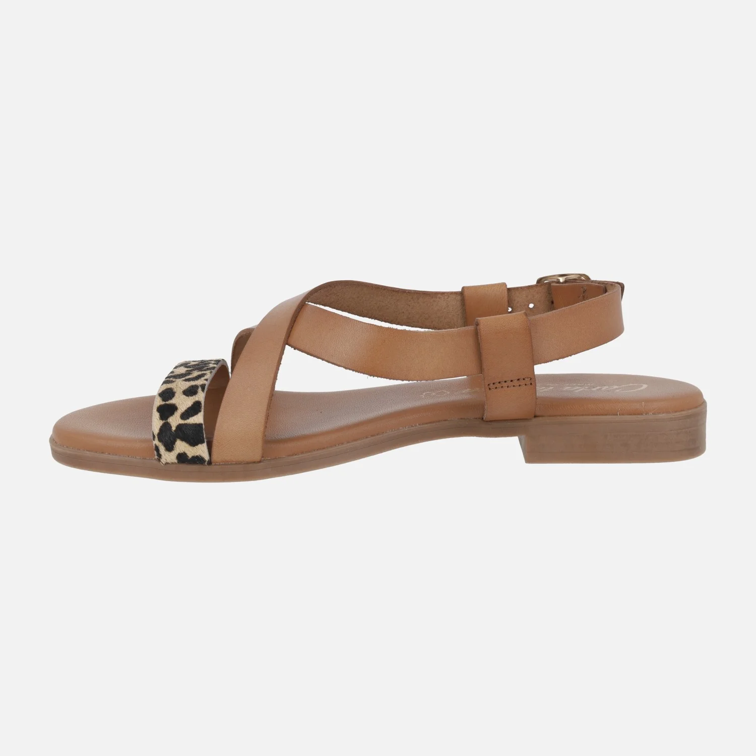 Sandalias planas de tiras en camel y animal print leopardo - Image 4