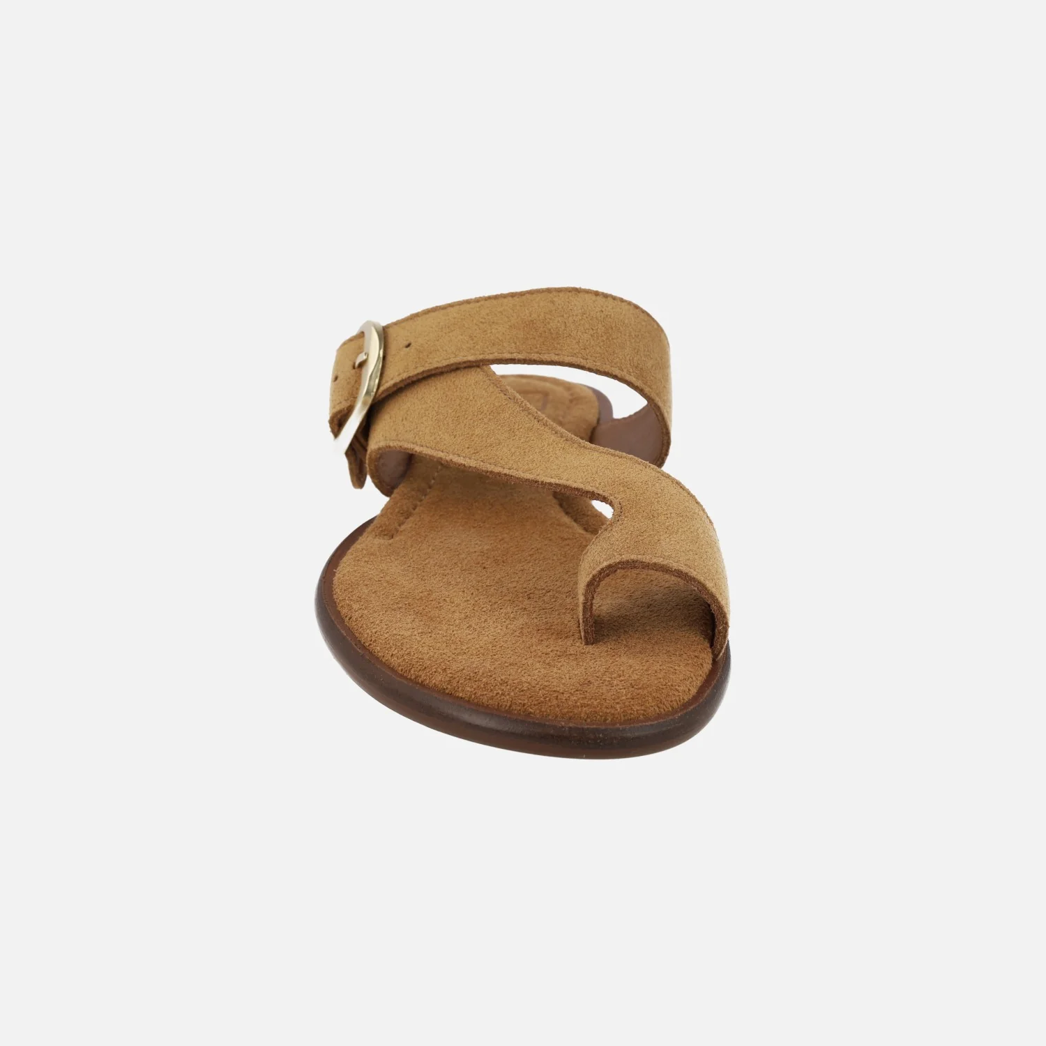 Sandalias planas en ante camel con pieza para dedo Luli 26 - Image 5