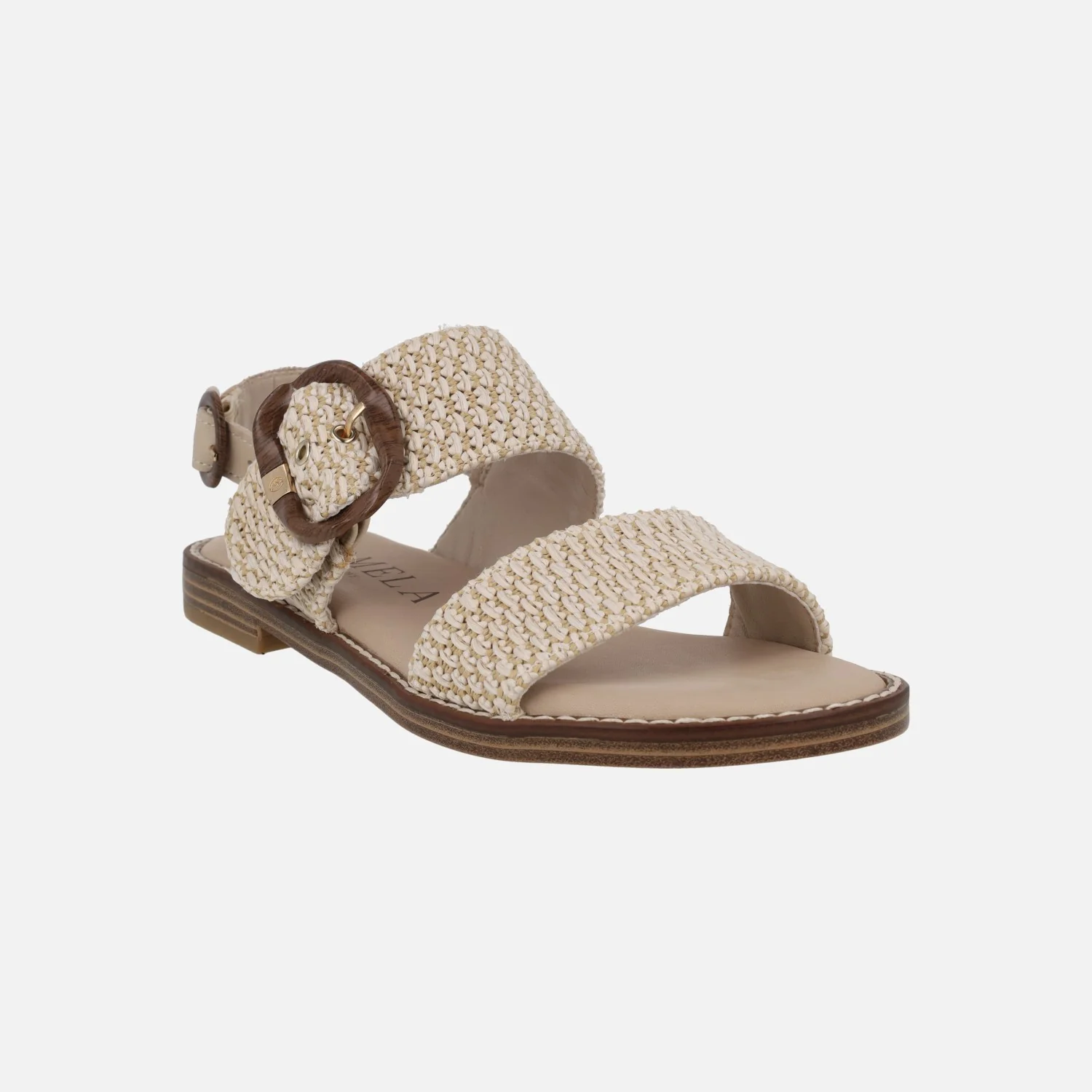 Sandalias planas en combinado de rafia beige - Image 2