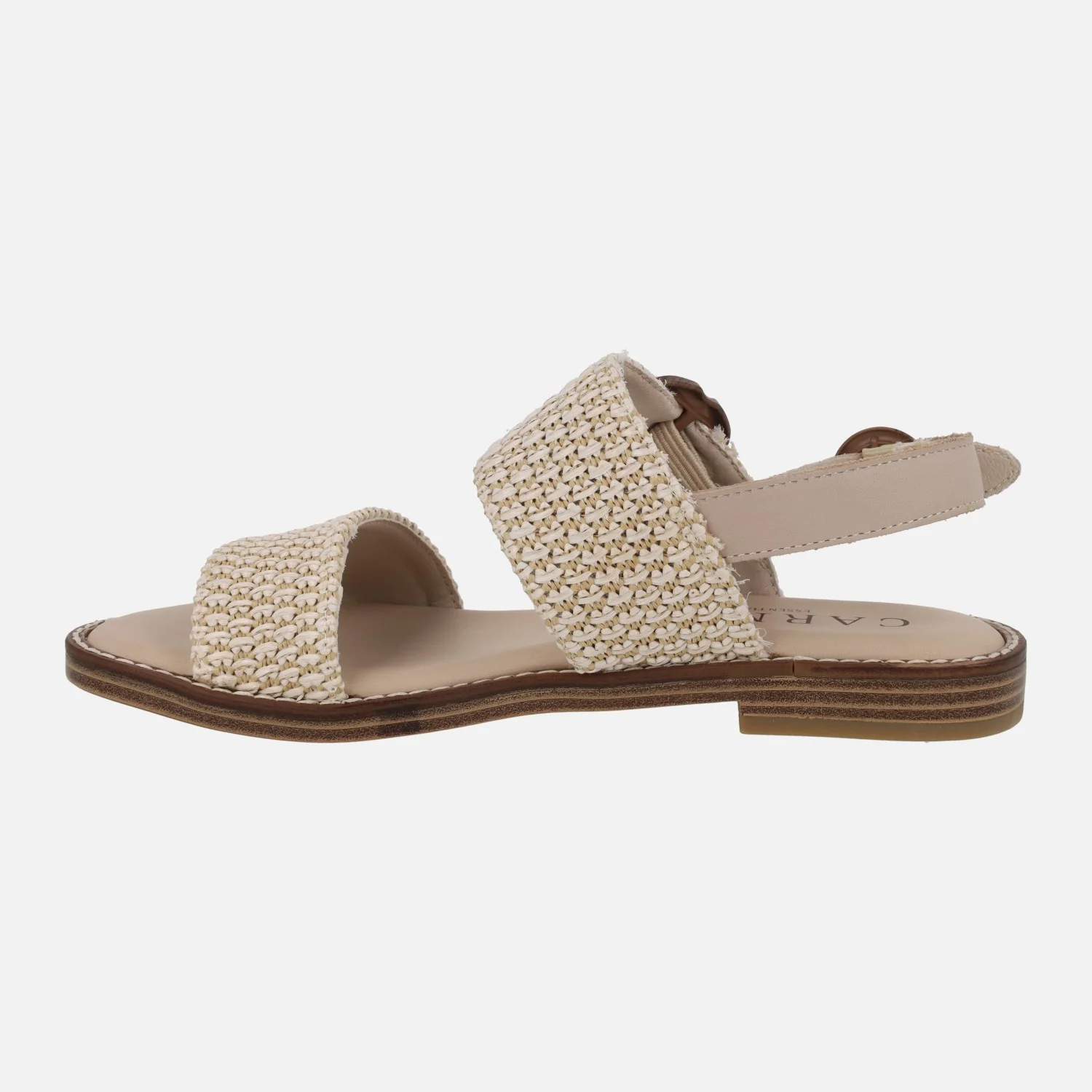 Sandalias planas en combinado de rafia beige - Image 3