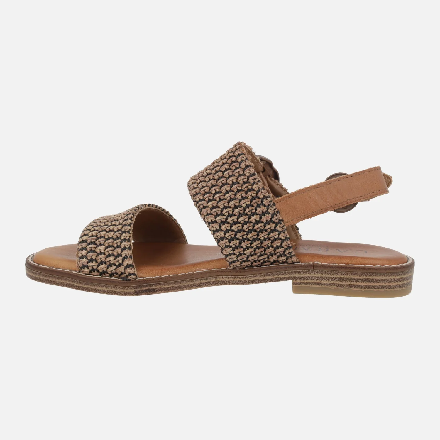 Sandalias planas en combinado de rafia negra y camel - Image 3