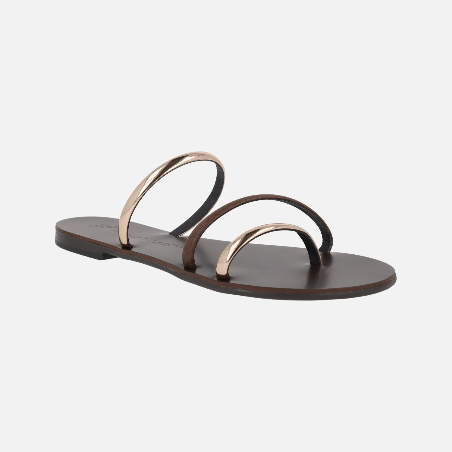Sandalias planas en combinado marrón y oro 927-T de Nicolas Lainas - Image 2