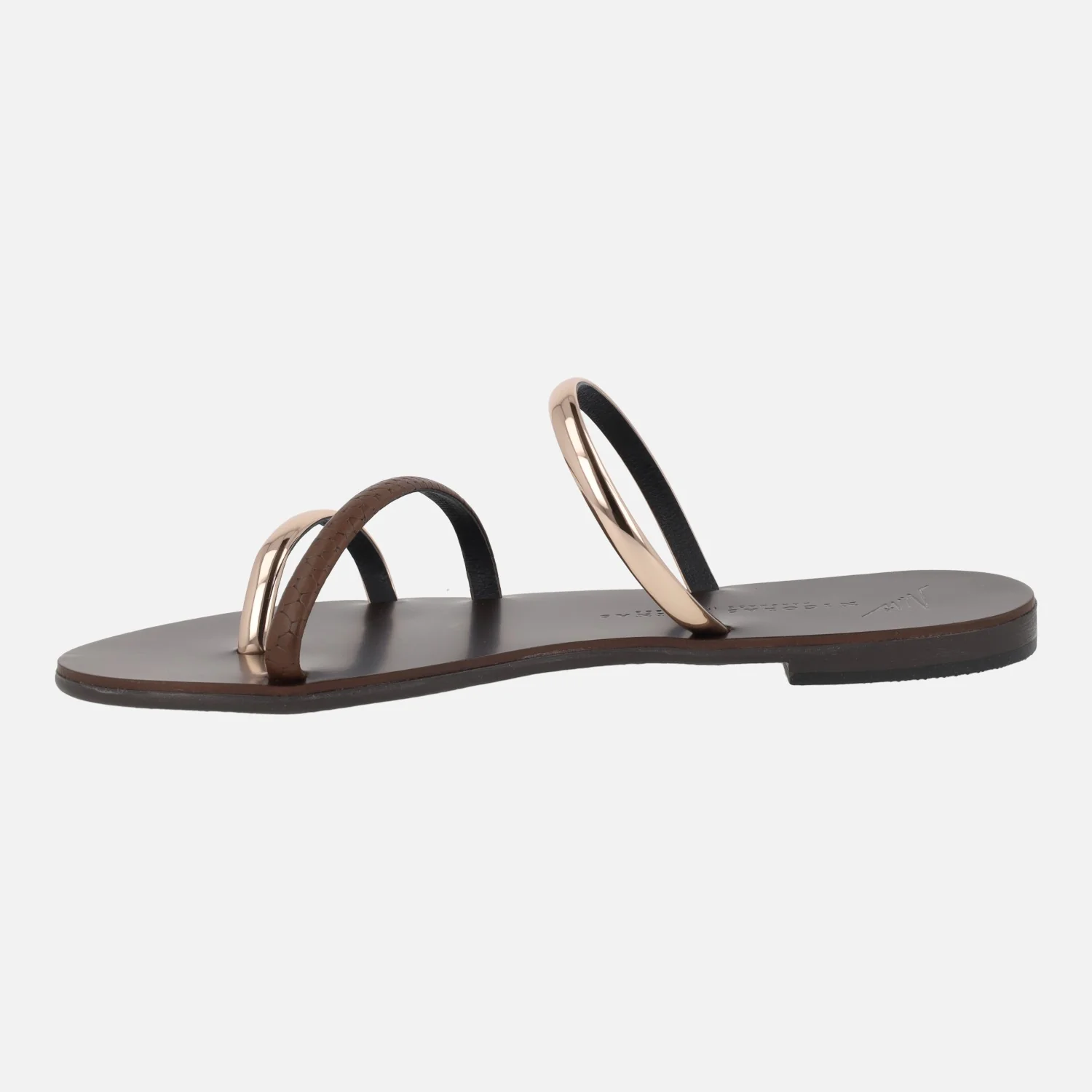 Sandalias planas en combinado marrón y oro 927-T de Nicolas Lainas - Image 3