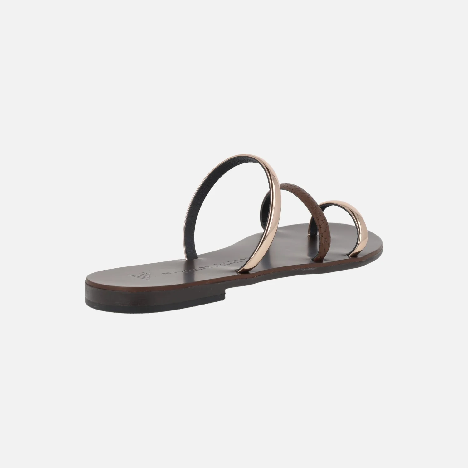 Sandalias planas en combinado marrón y oro 927-T de Nicolas Lainas - Image 4