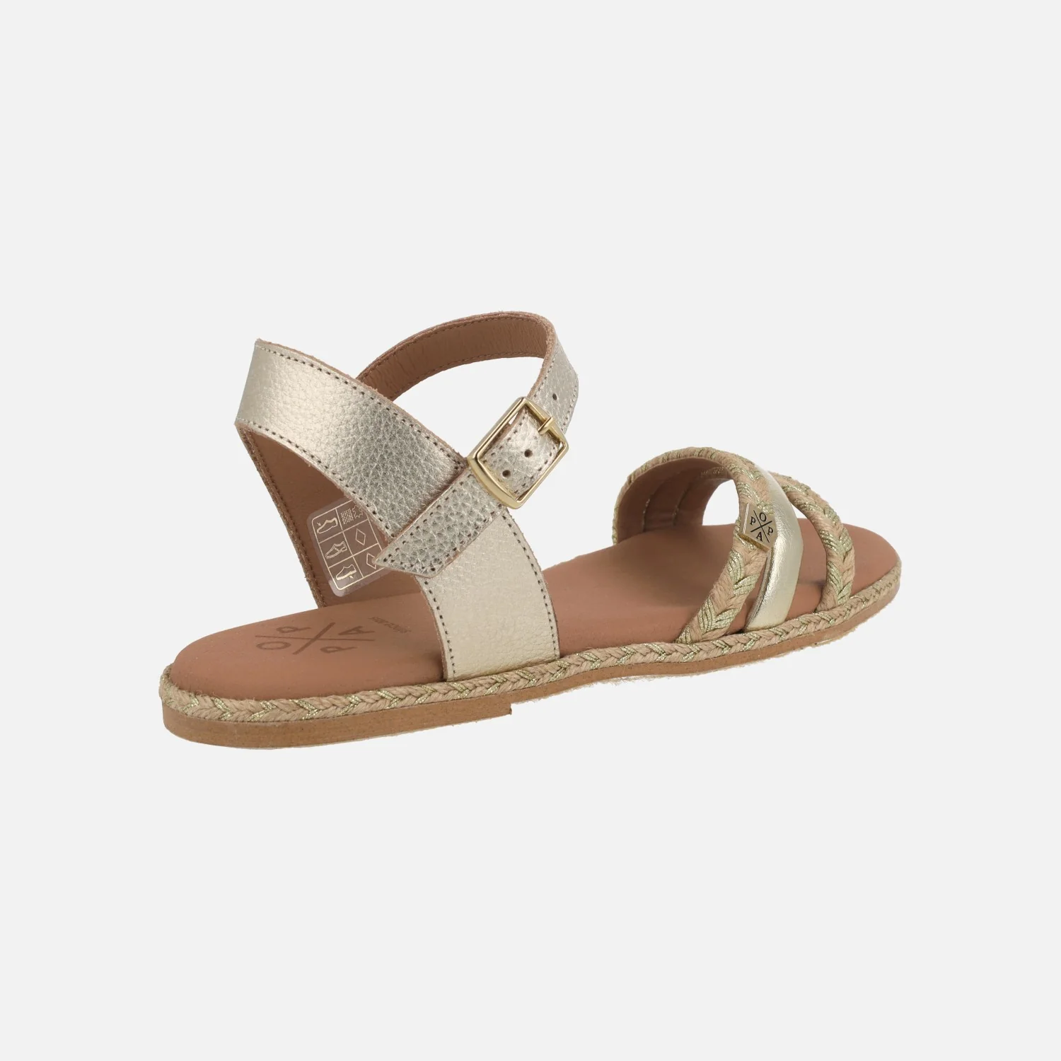 Sandalias planas en piel y yute Ancon cuerda laminado oro - Image 5