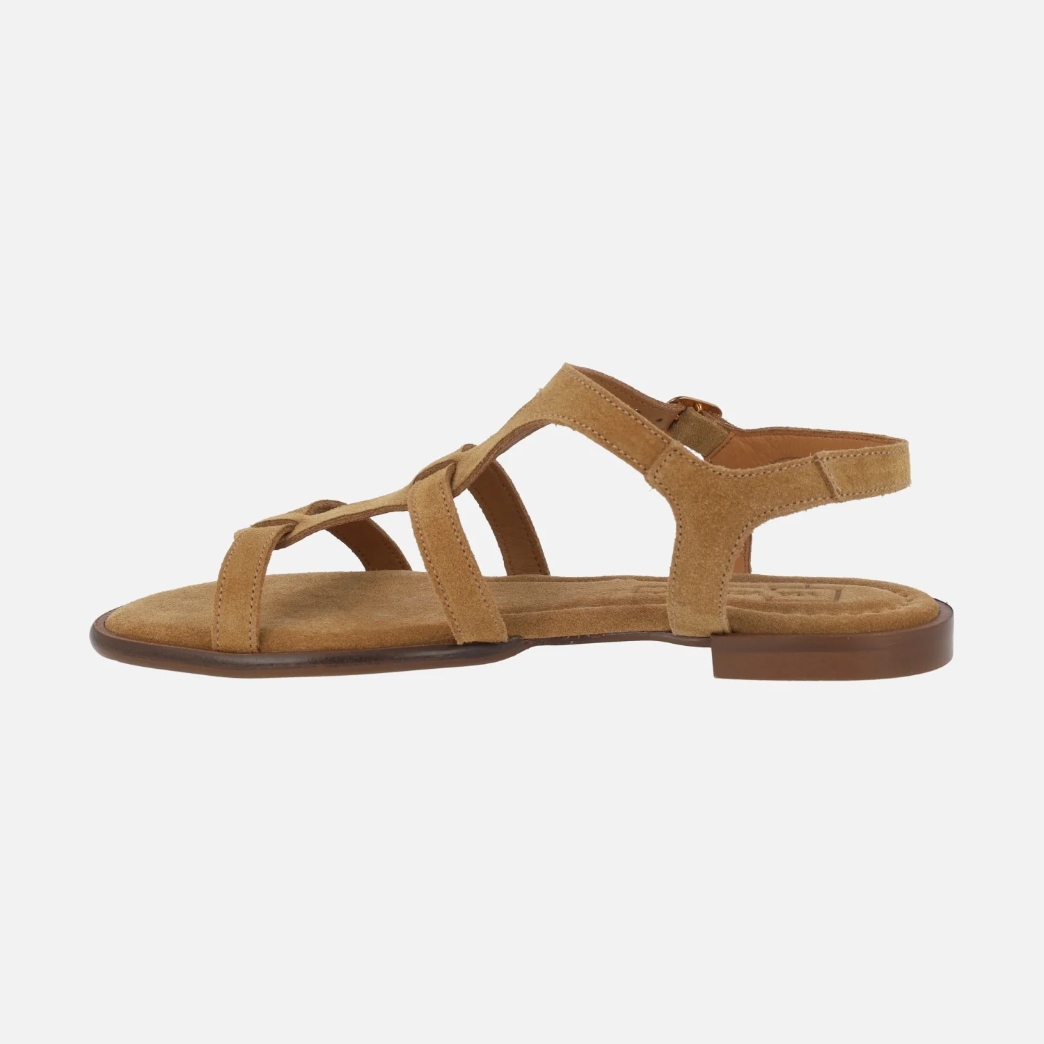 Sandalias planas en serraje camel con hebilla Gala 26 - Image 3