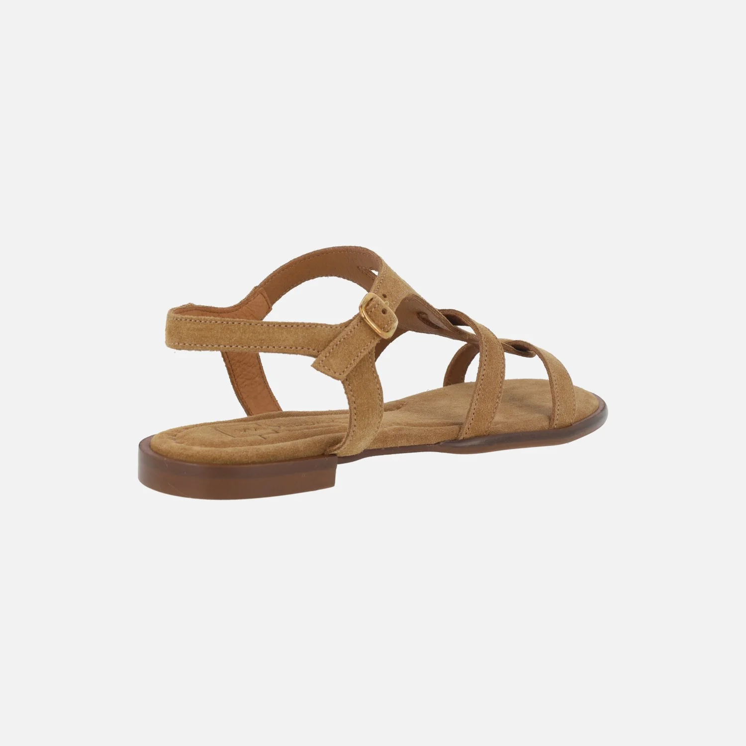 Sandalias planas en serraje camel con hebilla Gala 26 - Image 4