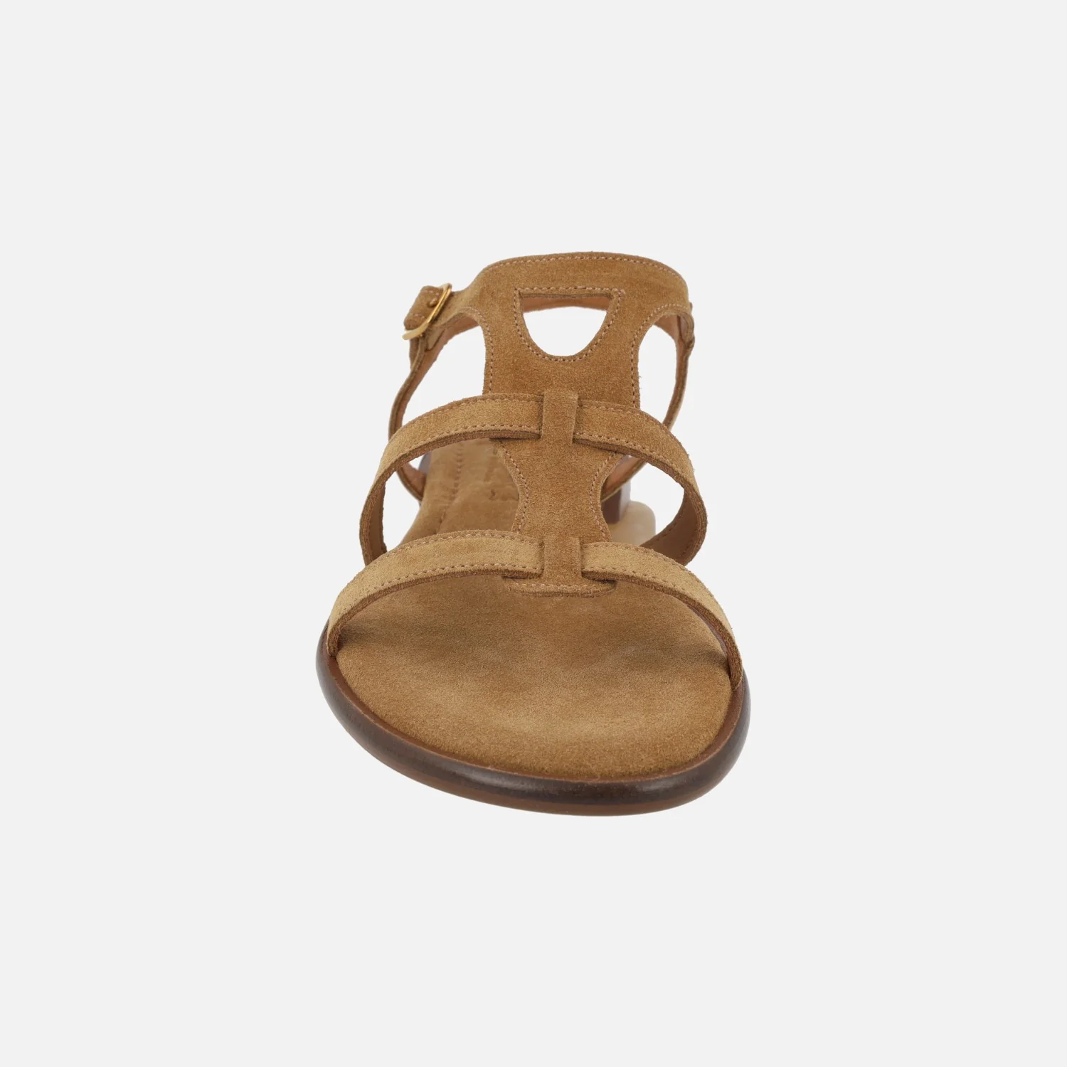 Sandalias planas en serraje camel con hebilla Gala 26 - Image 5