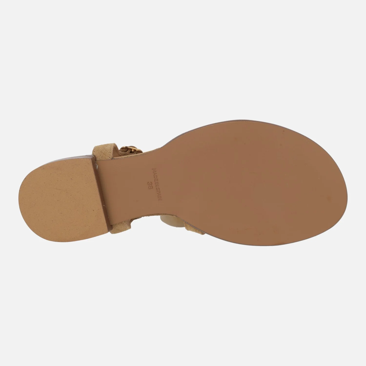 Sandalias planas en serraje camel con hebilla Gala 26 - Image 6