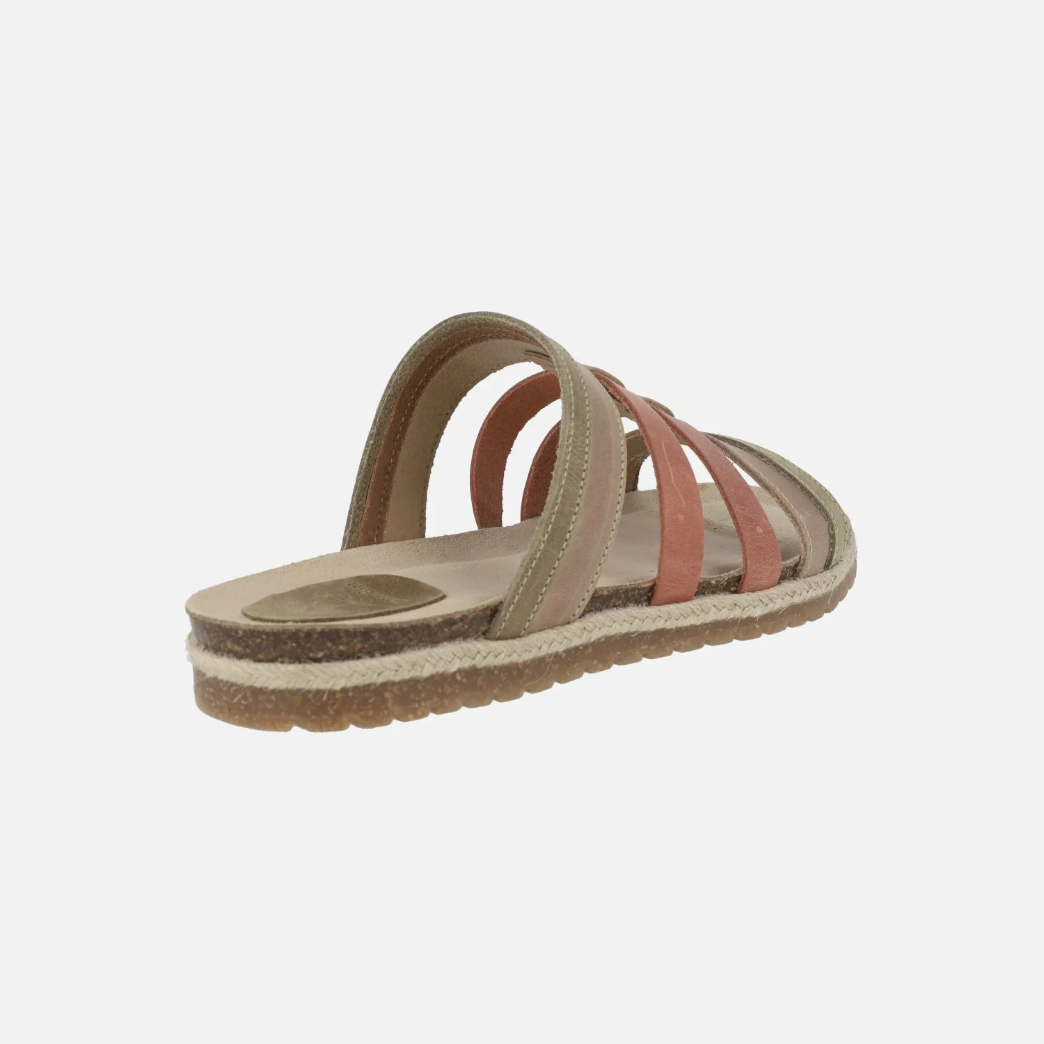 Sandalias planas Interbios en combinado de tiras en teja y tostado - Image 4