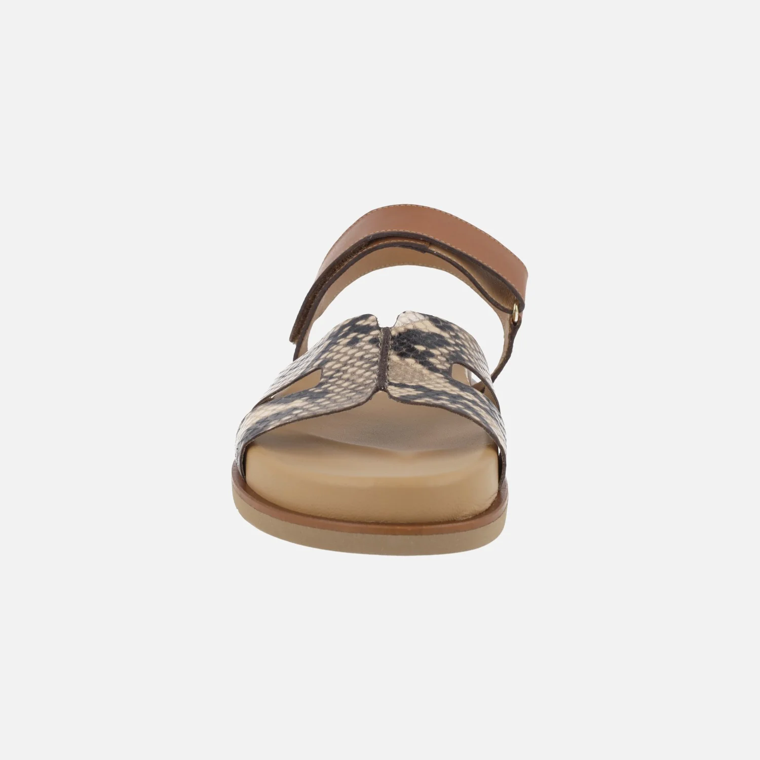 Sandalias Saro en combinado de piel marrón y print serpiente - Image 4