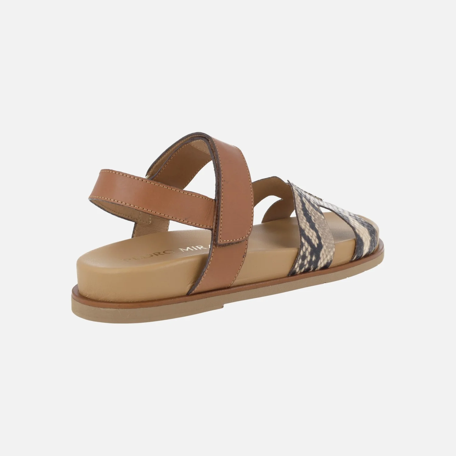 Sandalias Saro en combinado de piel marrón y print serpiente - Image 5