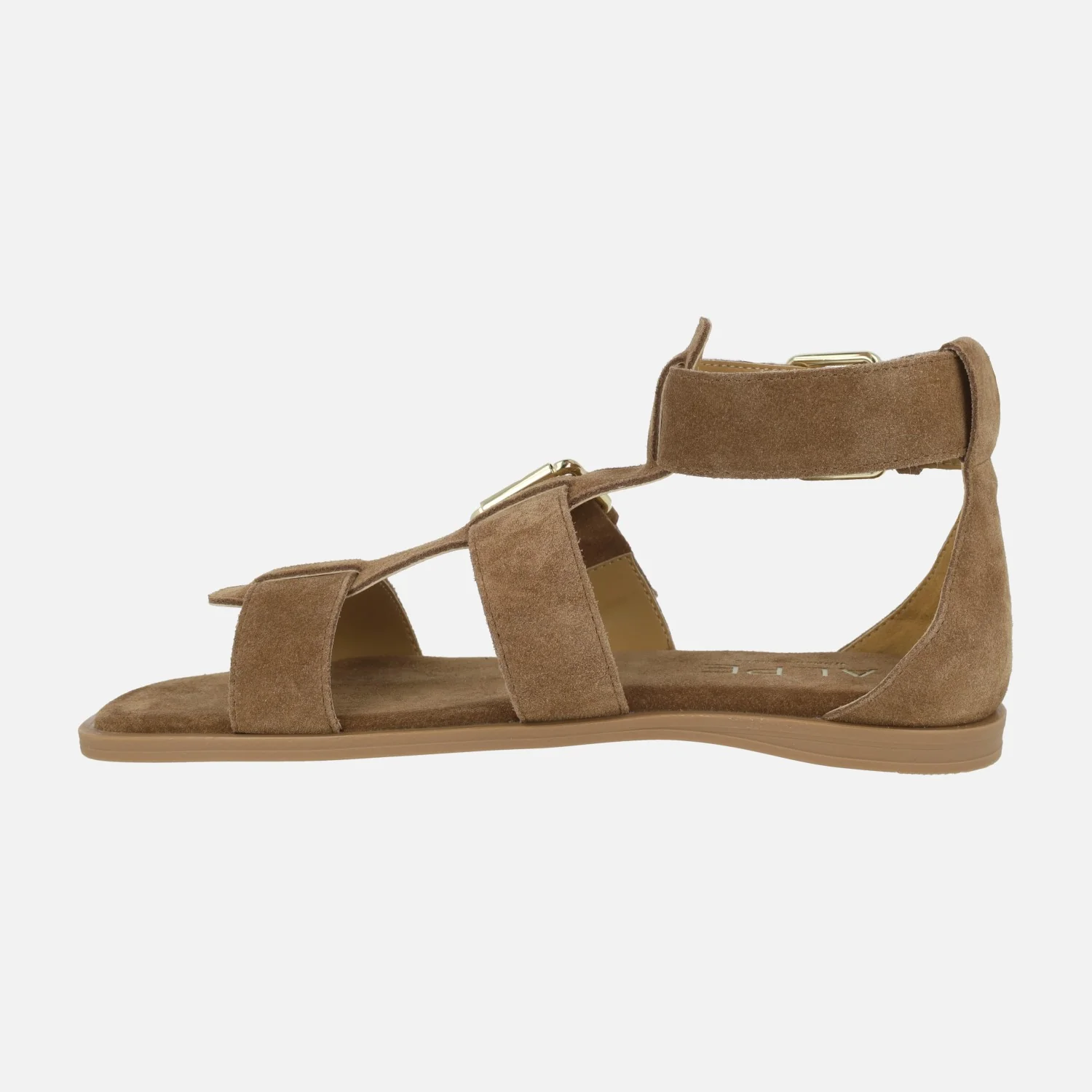 Sandalias Sheila en serraje cuero con hebillas y pulsera al tobillo - Image 3