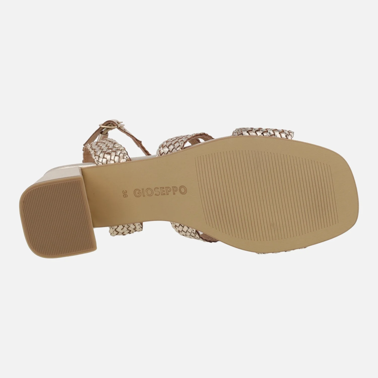 Sandalias trenzadas de piel color oro con tacón Mohoro - Image 6