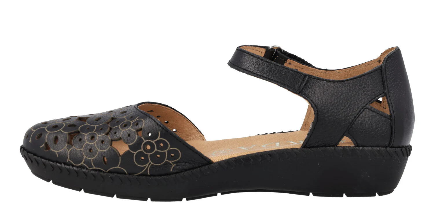 Sandalias troqueladas con cierre de velcro para mujer - Image 3
