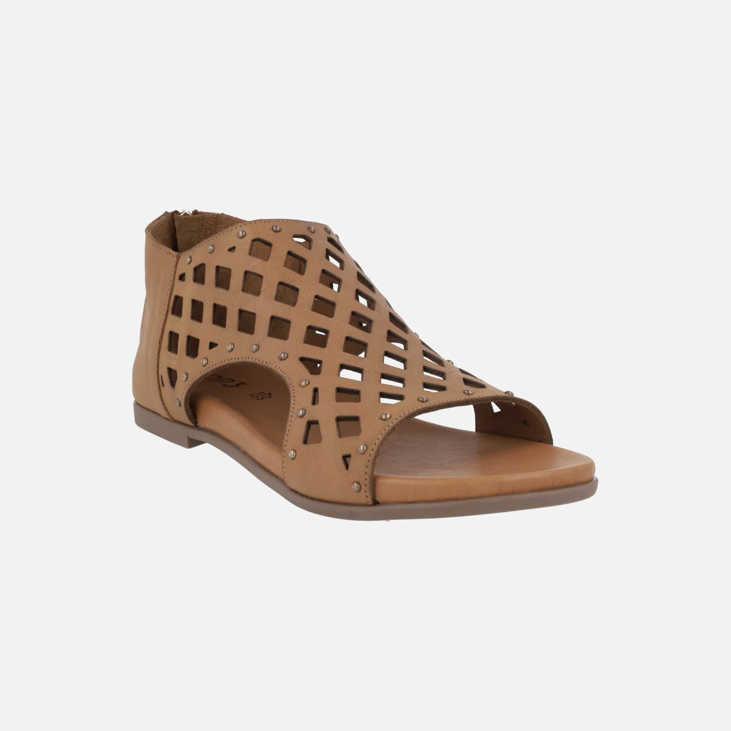 Sandalias troqueladas de piel abiertas de puntera y cerradas de talón - Image 8