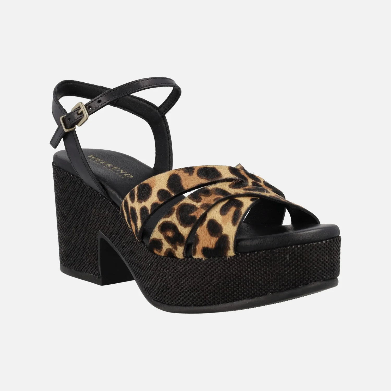 Sandalias Zael en animal print leopardo con plataforma de rafia - Image 2
