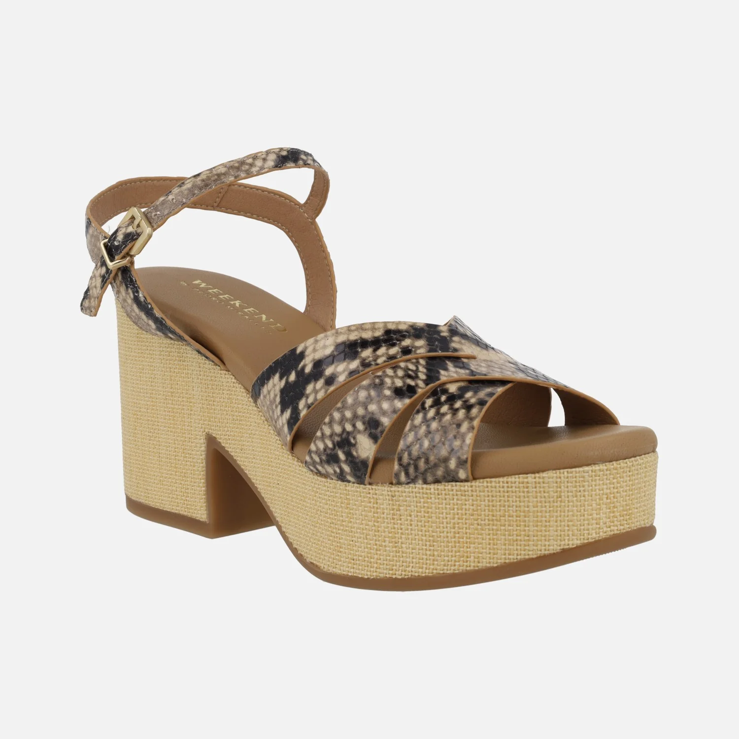 Sandalias Zael en animal print serpiente con plataforma de rafia - Image 2