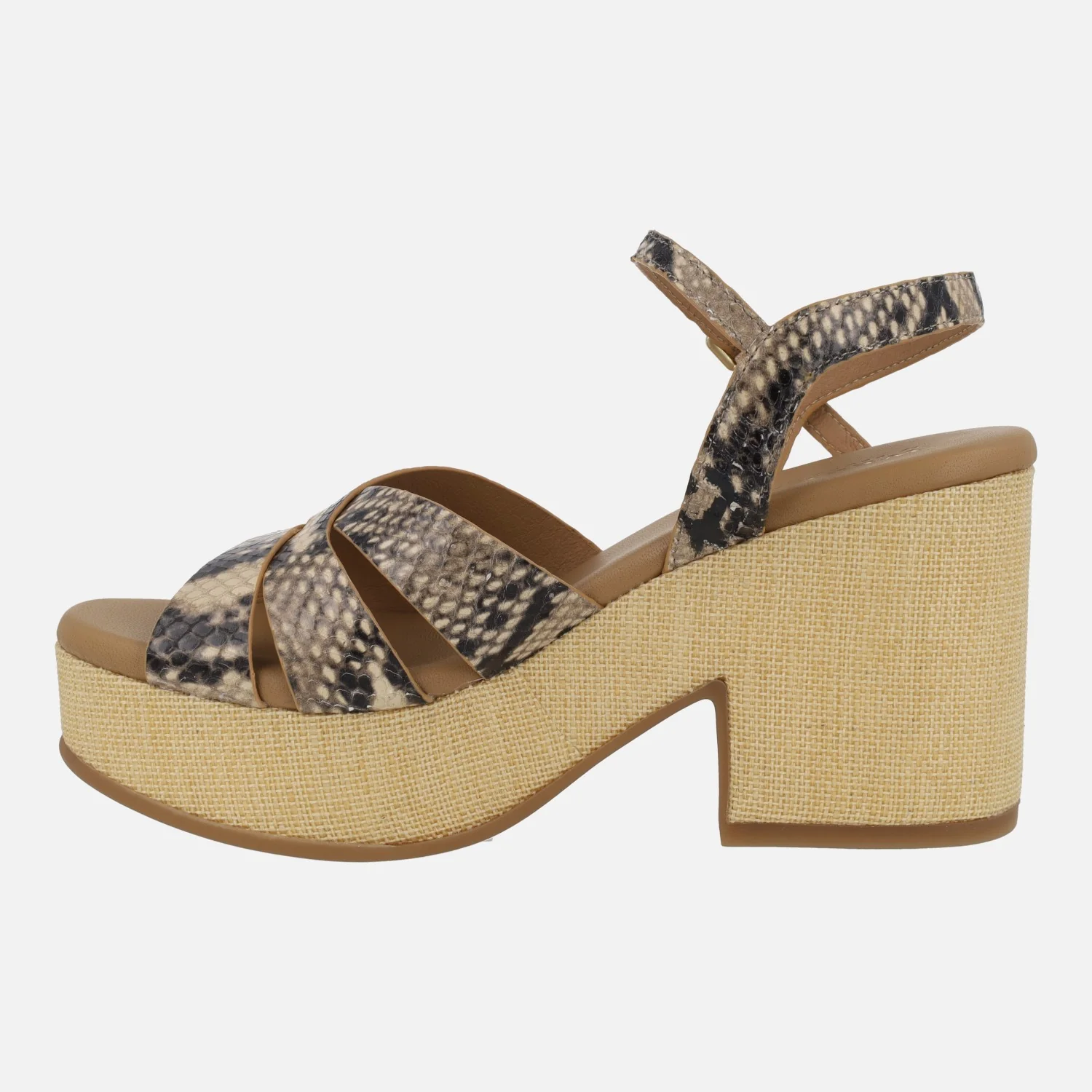 Sandalias Zael en animal print serpiente con plataforma de rafia - Image 3
