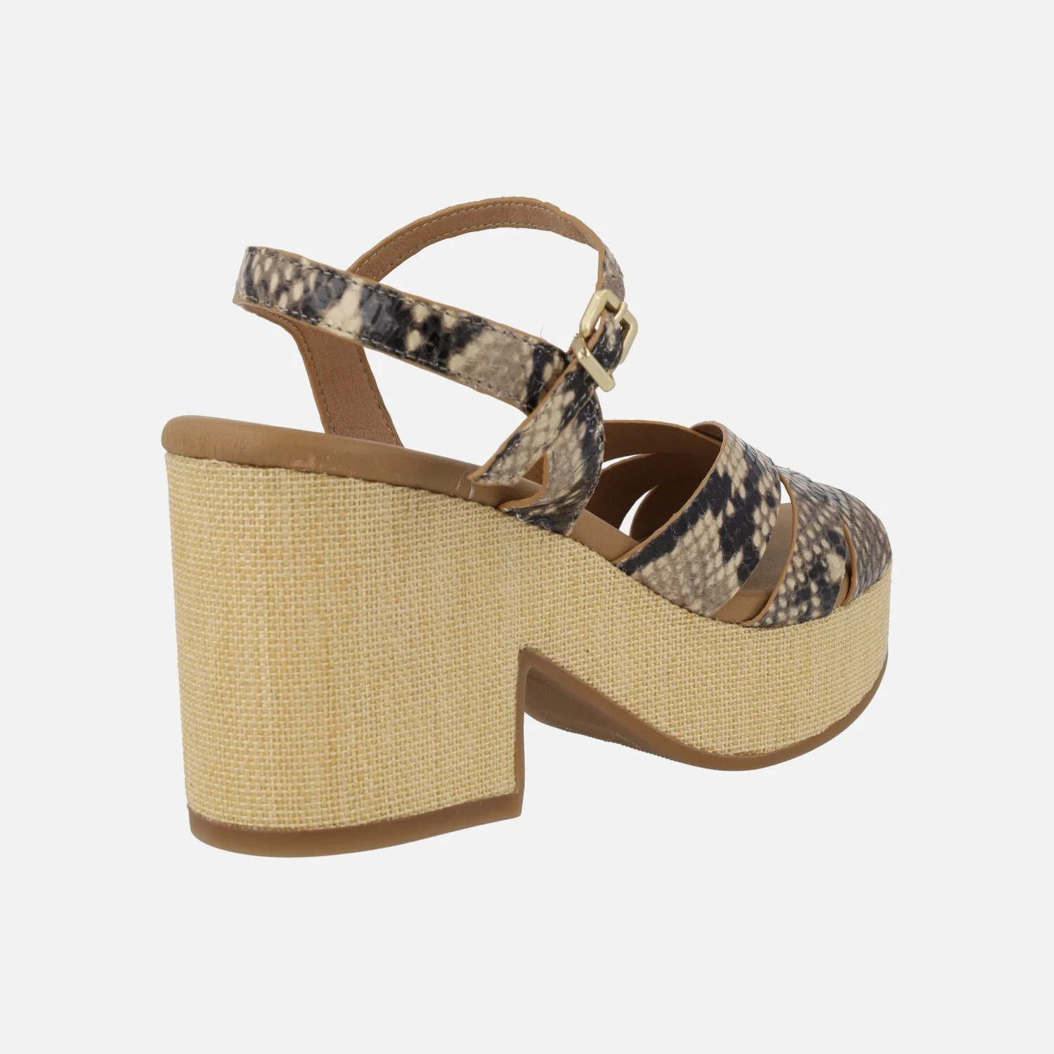 Sandalias Zael en animal print serpiente con plataforma de rafia - Image 4