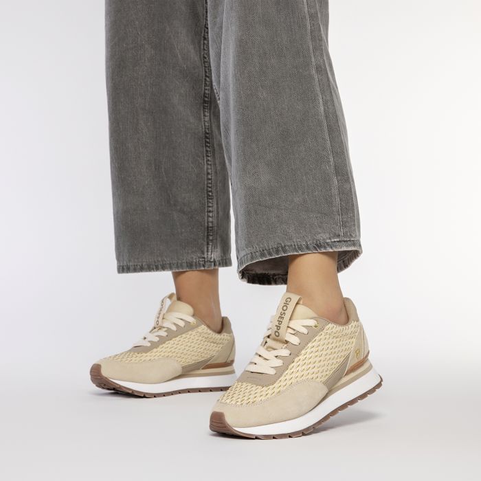 Sneakers Gaggi en rafia beige con destellos dorados - Image 2