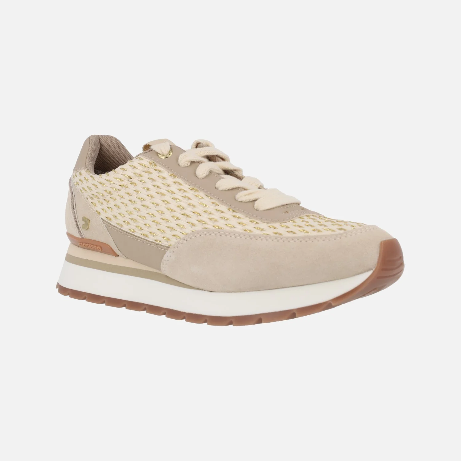 Sneakers Gaggi en rafia beige con destellos dorados - Image 3