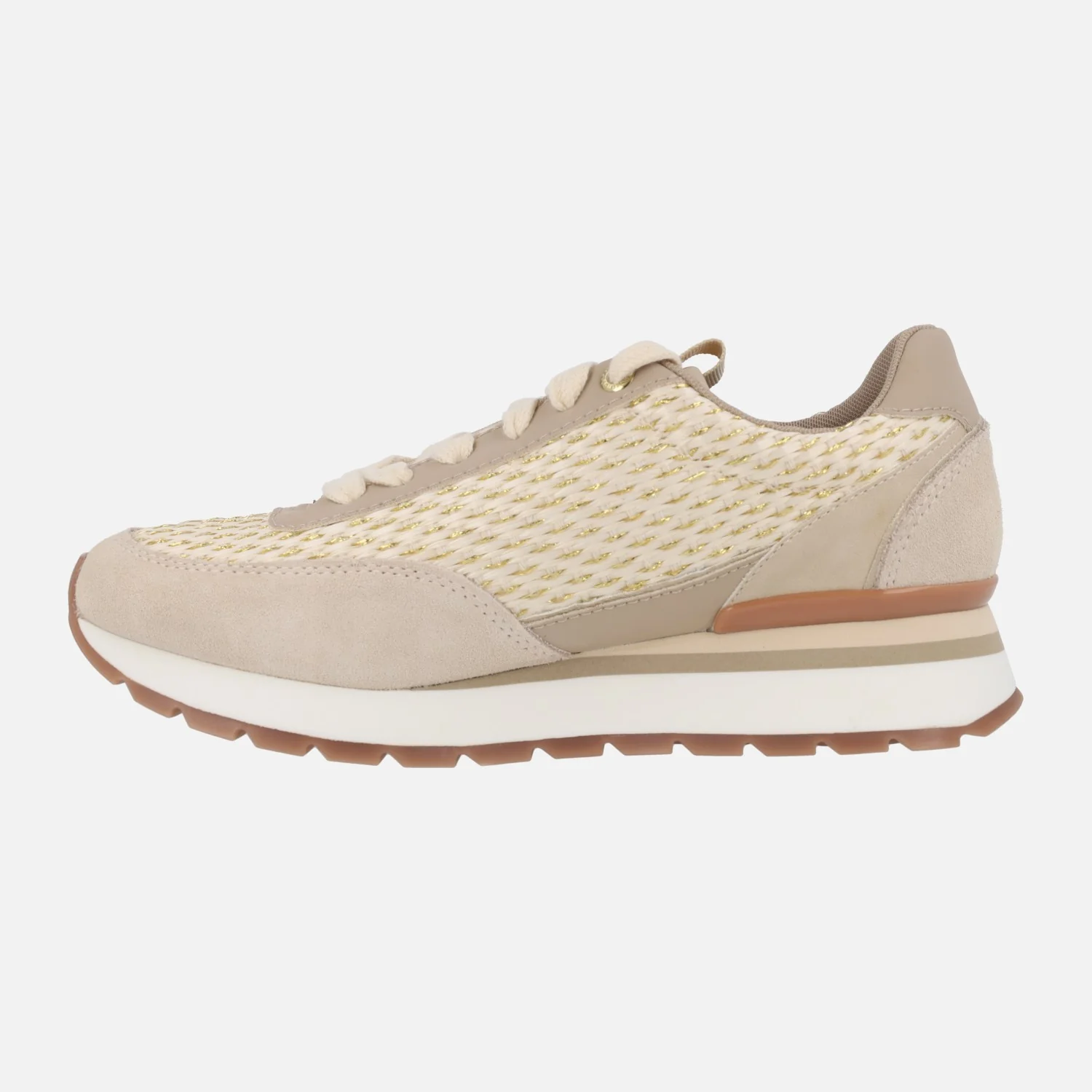 Sneakers Gaggi en rafia beige con destellos dorados - Image 4