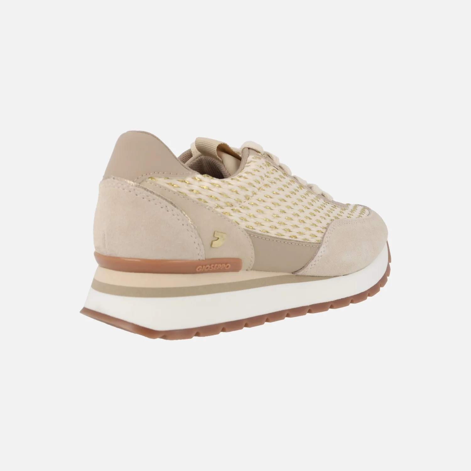 Sneakers Gaggi en rafia beige con destellos dorados - Image 5