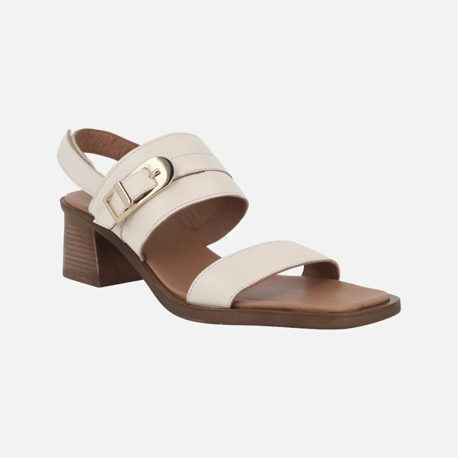 Sandalias de piel con hebilla decorativa y cierre de velcro - Image 2