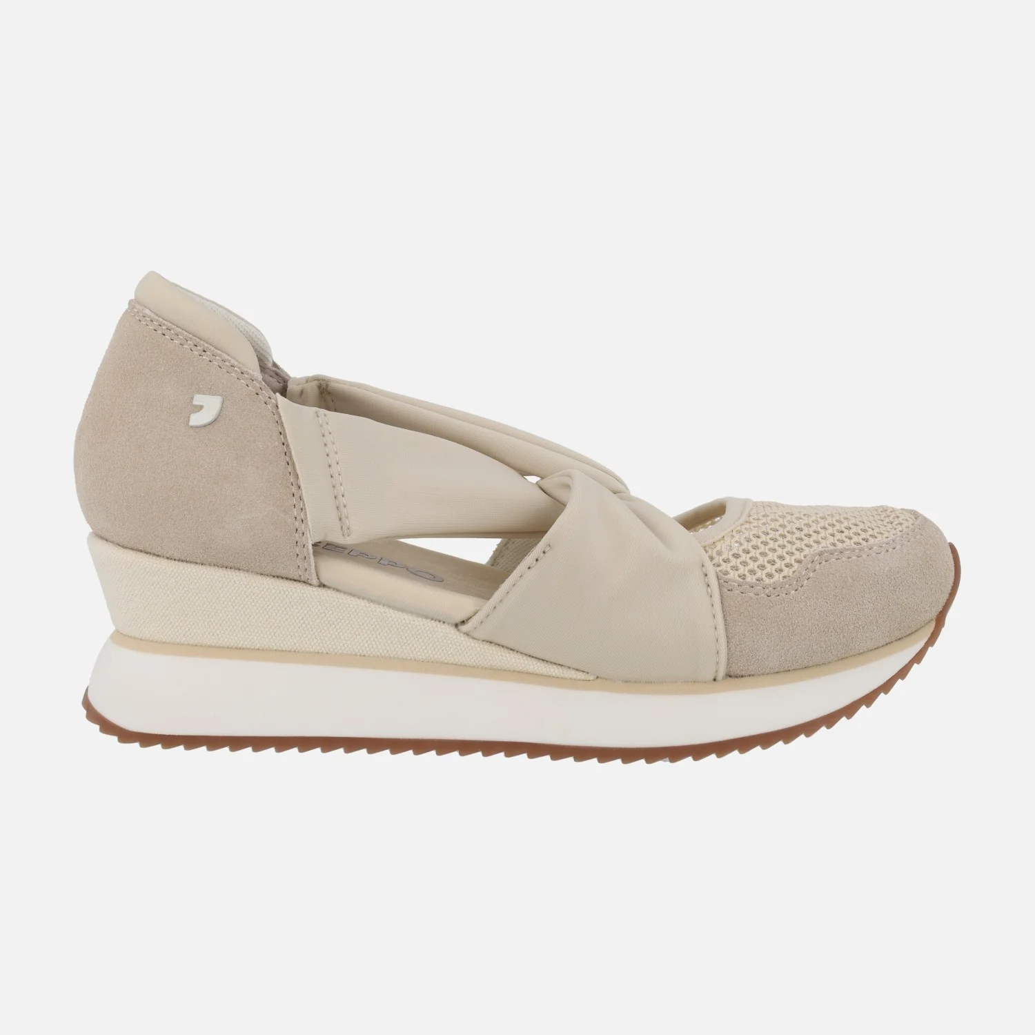 Zapatillas abiertas TUHELJ en serraje y rejilla beige