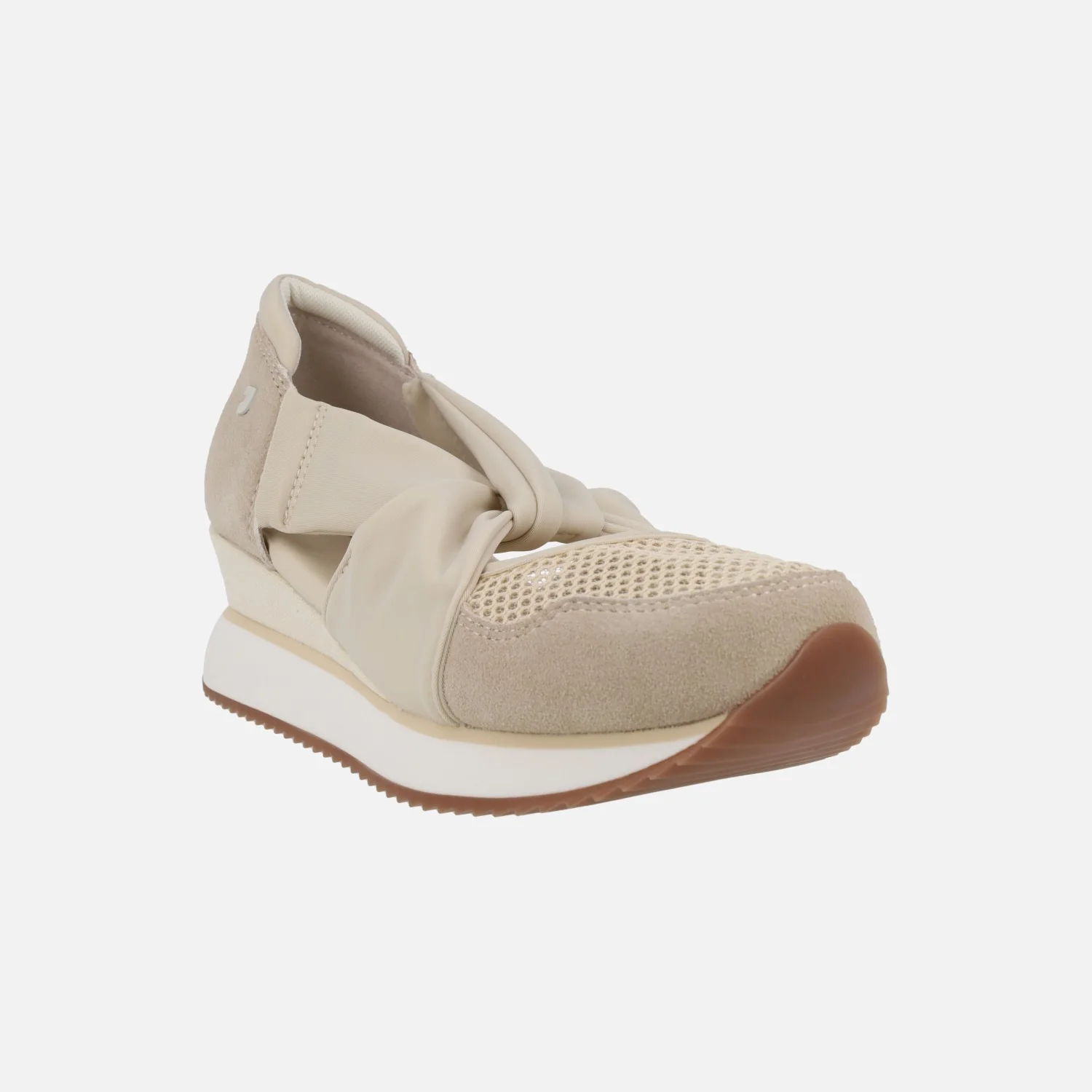 Zapatillas abiertas TUHELJ en serraje y rejilla beige - Image 2