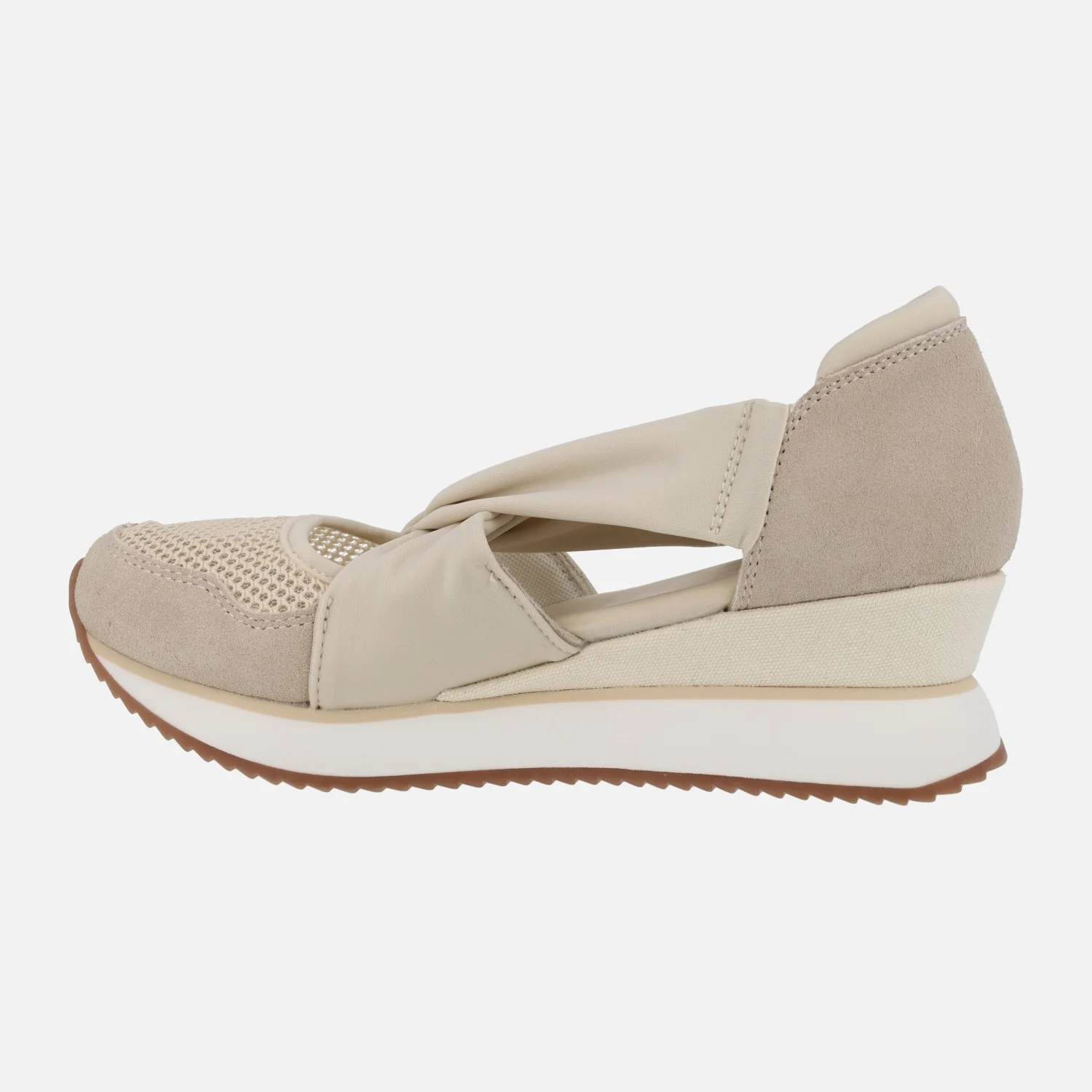 Zapatillas abiertas TUHELJ en serraje y rejilla beige - Image 3