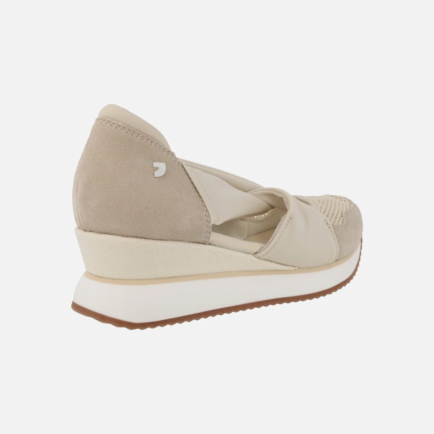 Zapatillas abiertas TUHELJ en serraje y rejilla beige - Image 4