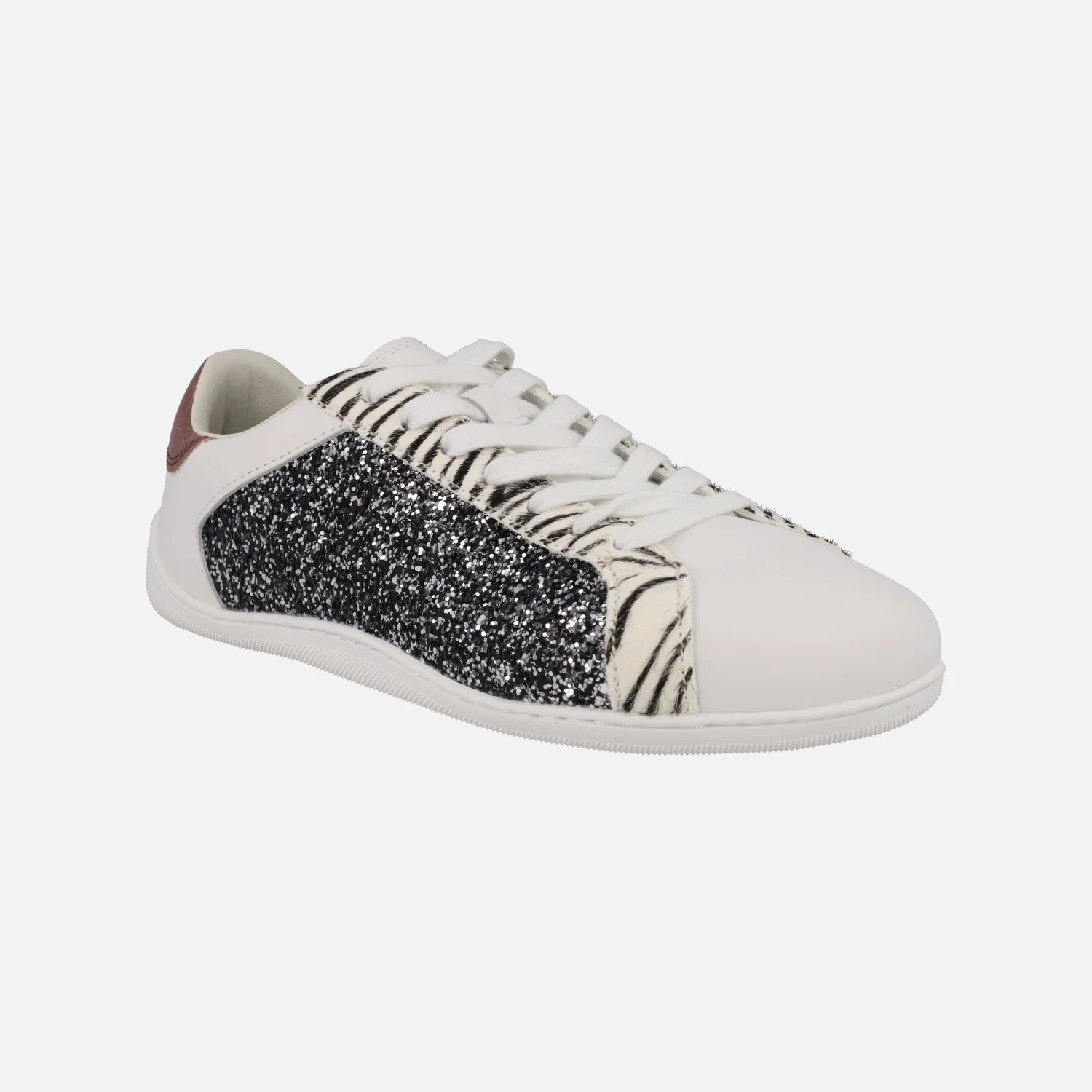 Zapatillas BAREFOOT en glitter plomo y print cebra Leelanau - Image 3