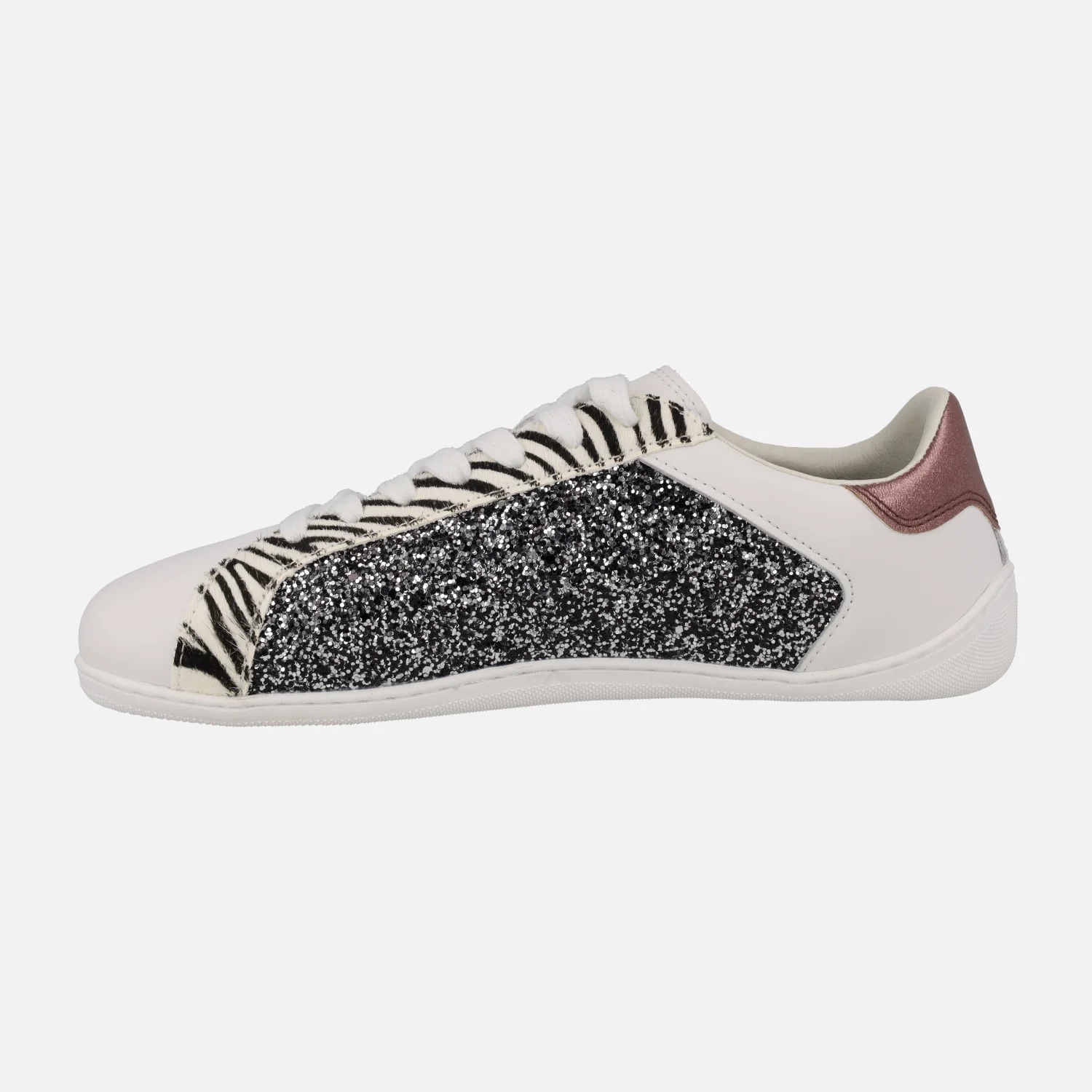 Zapatillas BAREFOOT en glitter plomo y print cebra Leelanau - Image 4