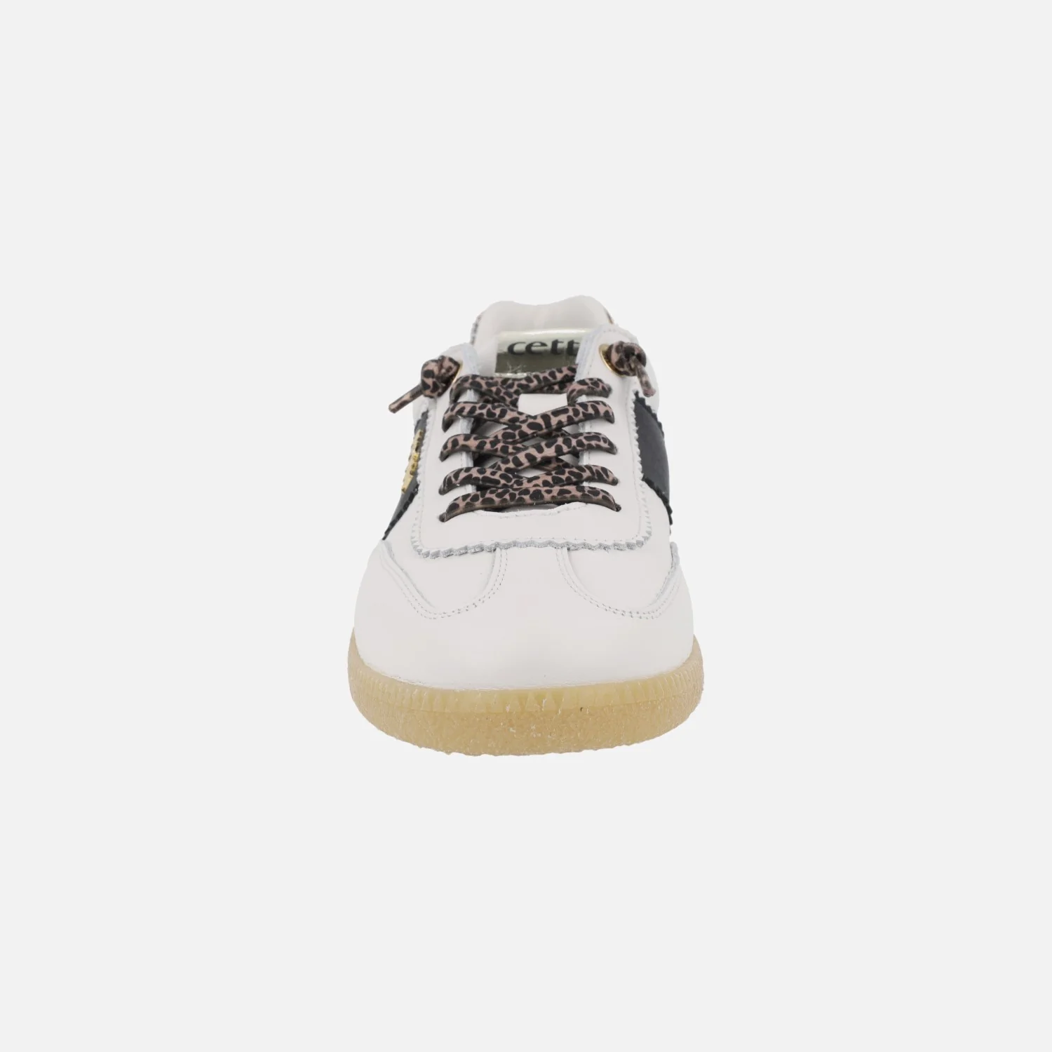Zapatillas blancas de piel con detalles en animal print leopardo - Image 5