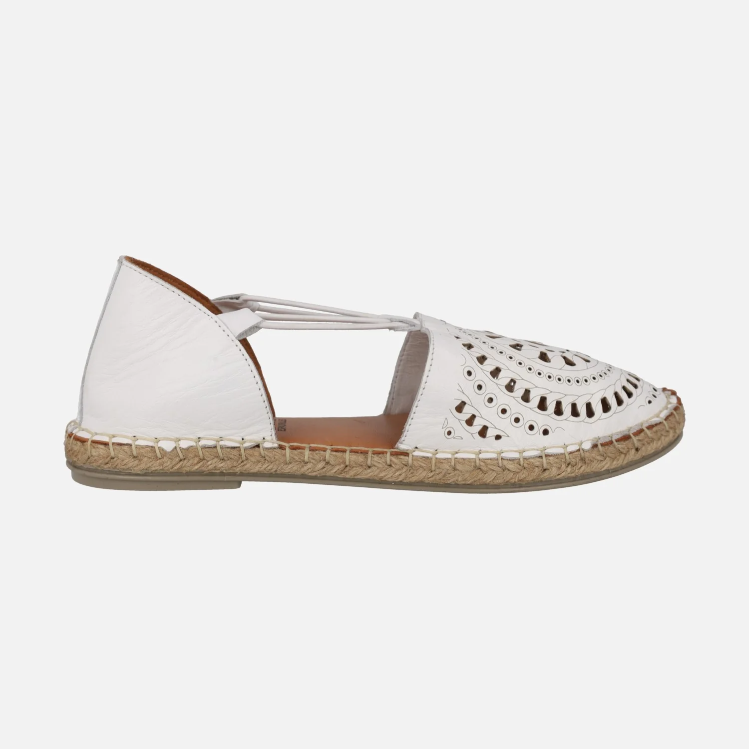 Zapatillas de piel con elásticos y piso de esparto Nansy