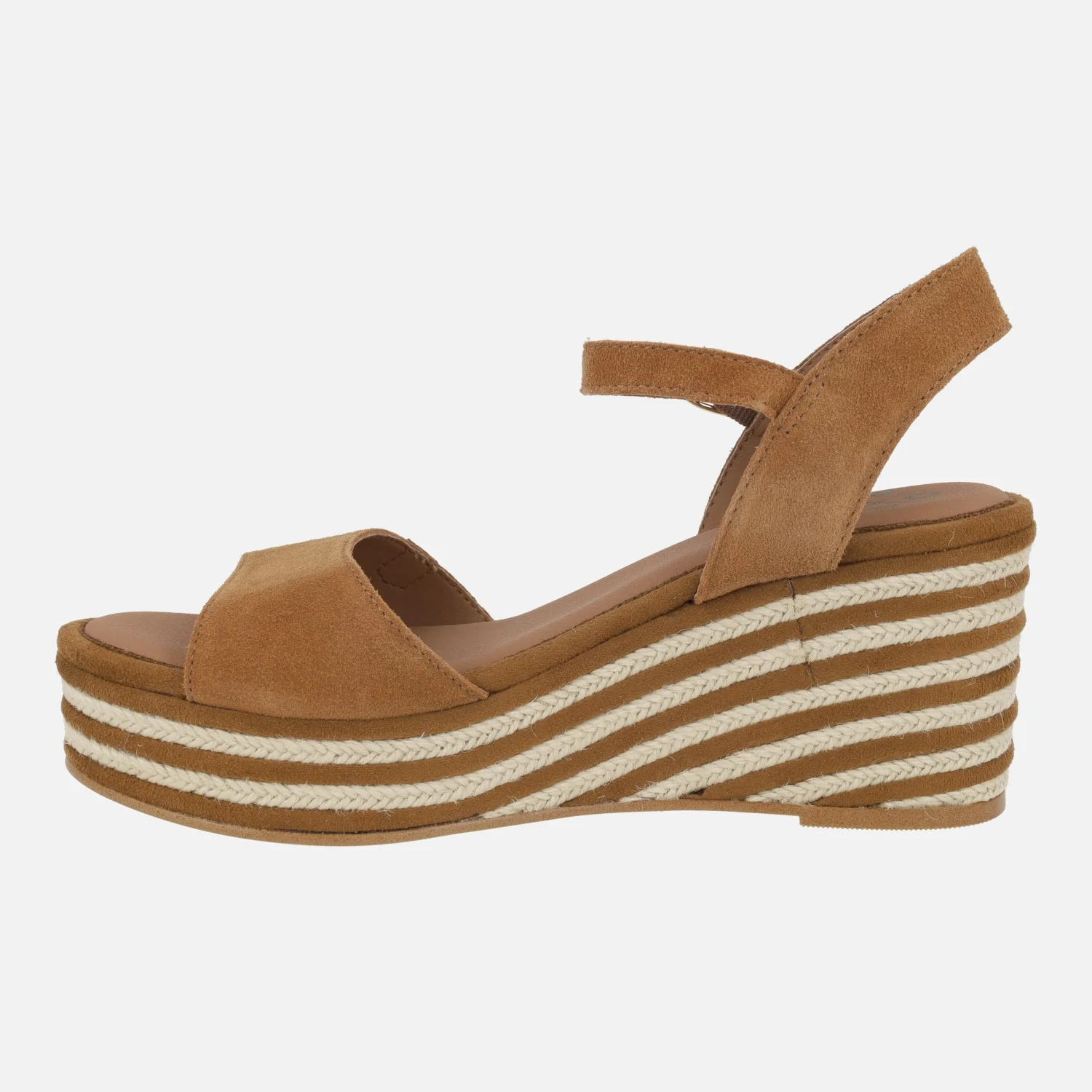 Zapatillas con cuña de esparto Arenal en serraje cuero - Image 3