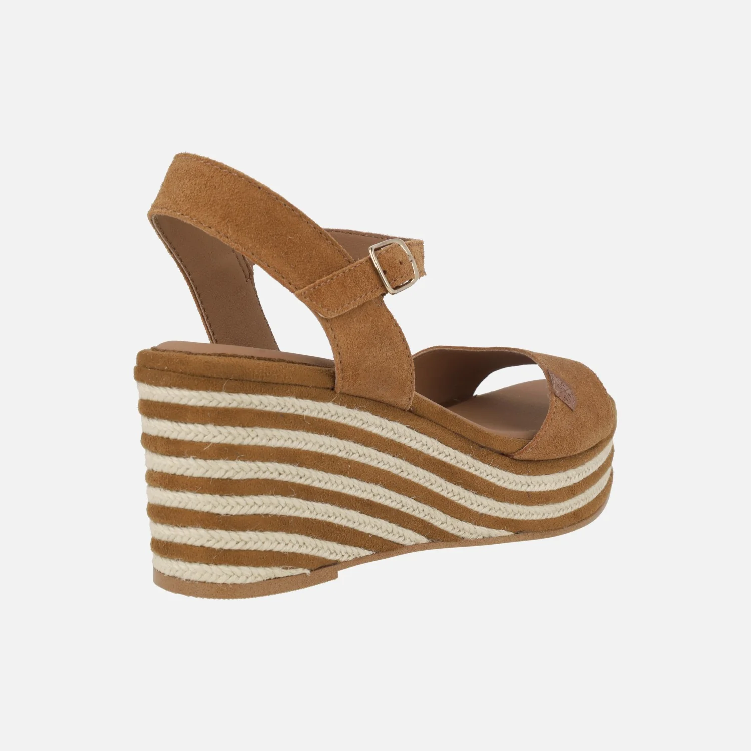 Zapatillas con cuña de esparto Arenal en serraje cuero - Image 4