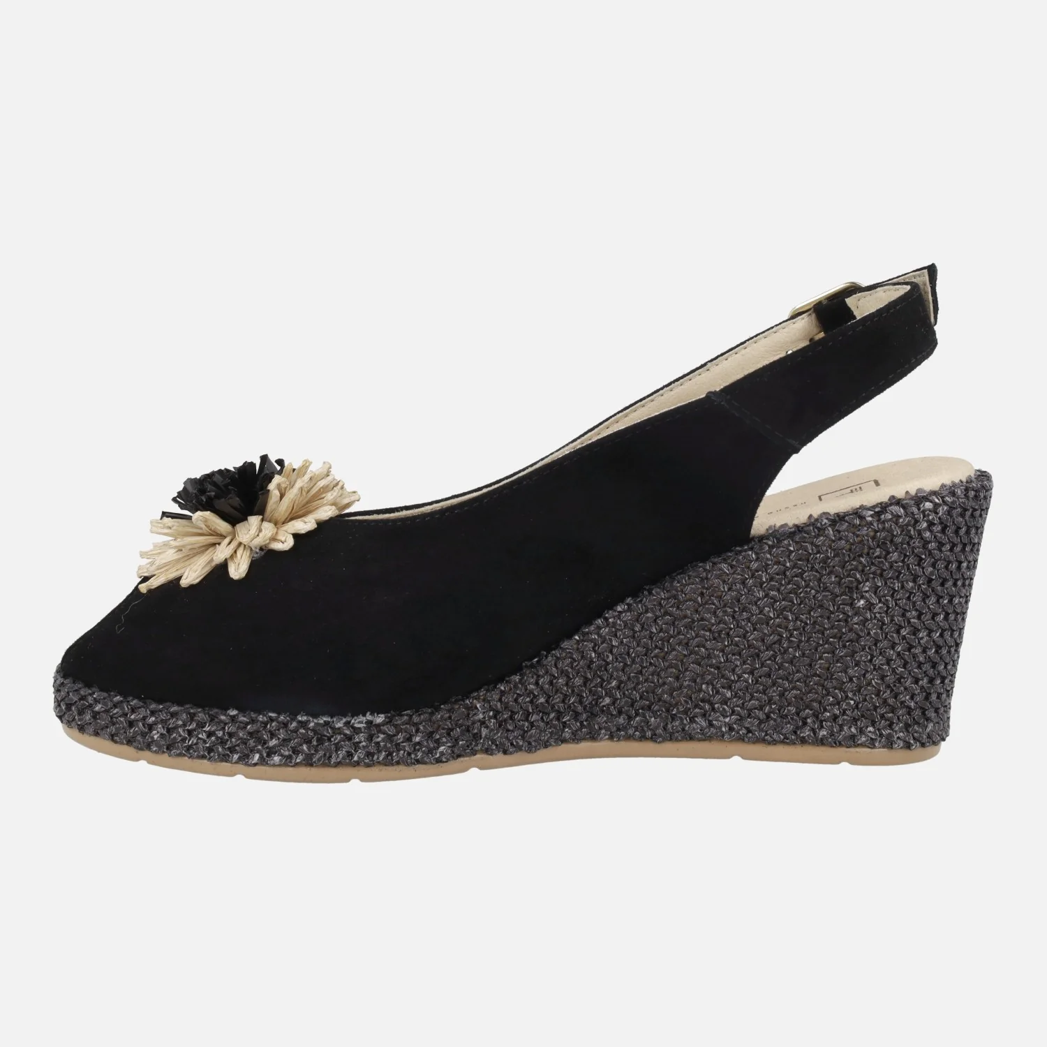 Zapatillas de ante con cuña de rafia y adorno de flor - Image 3