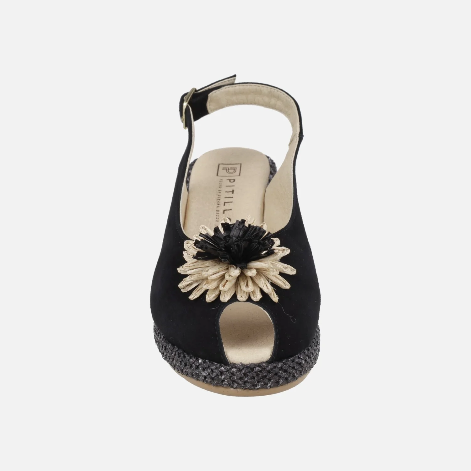 Zapatillas de ante con cuña de rafia y adorno de flor - Image 5