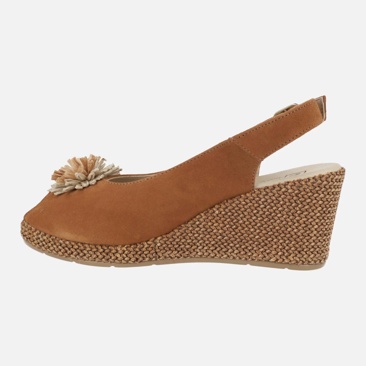 Zapatillas de ante con cuña de rafia y adorno de flor - Image 9