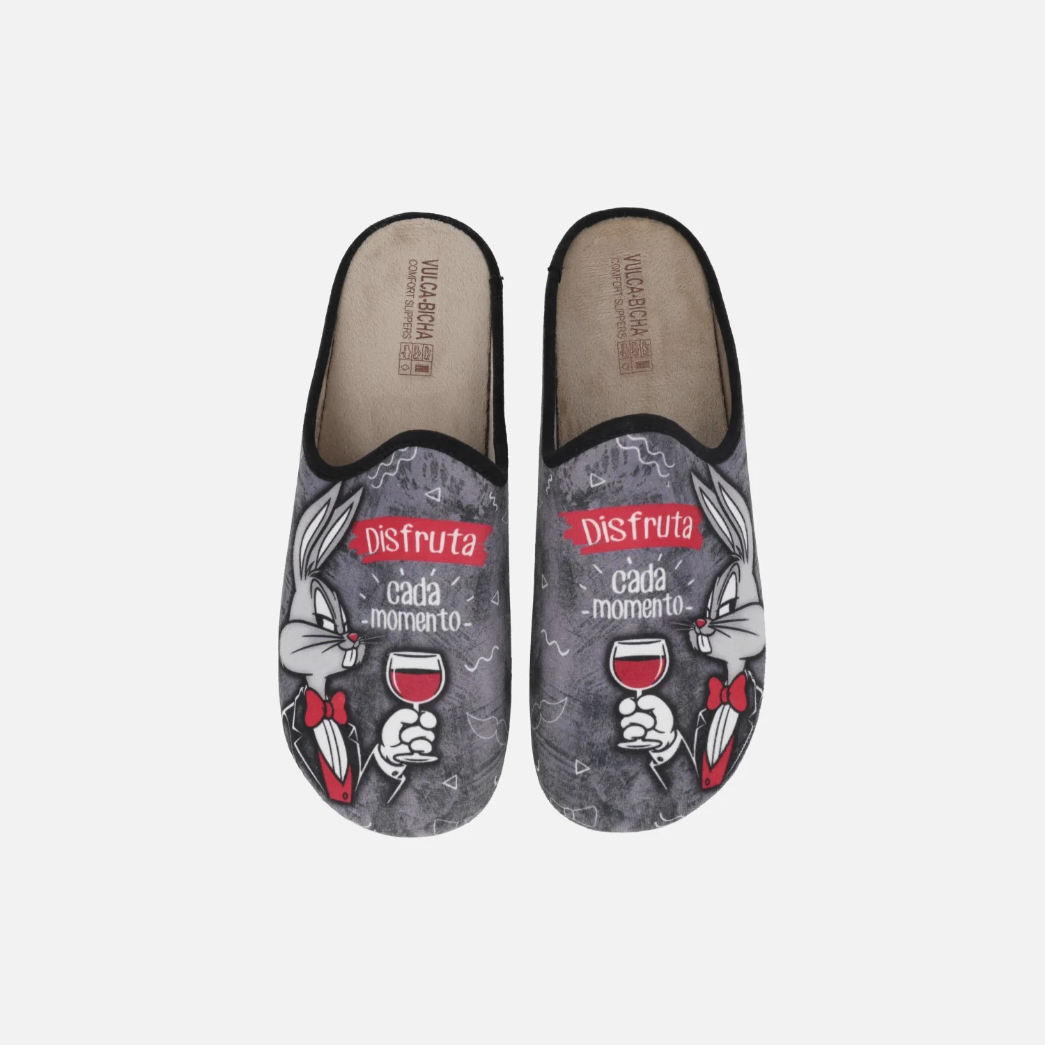 Zapatillas de casa descalzas para hombre Bugs Bunny frase