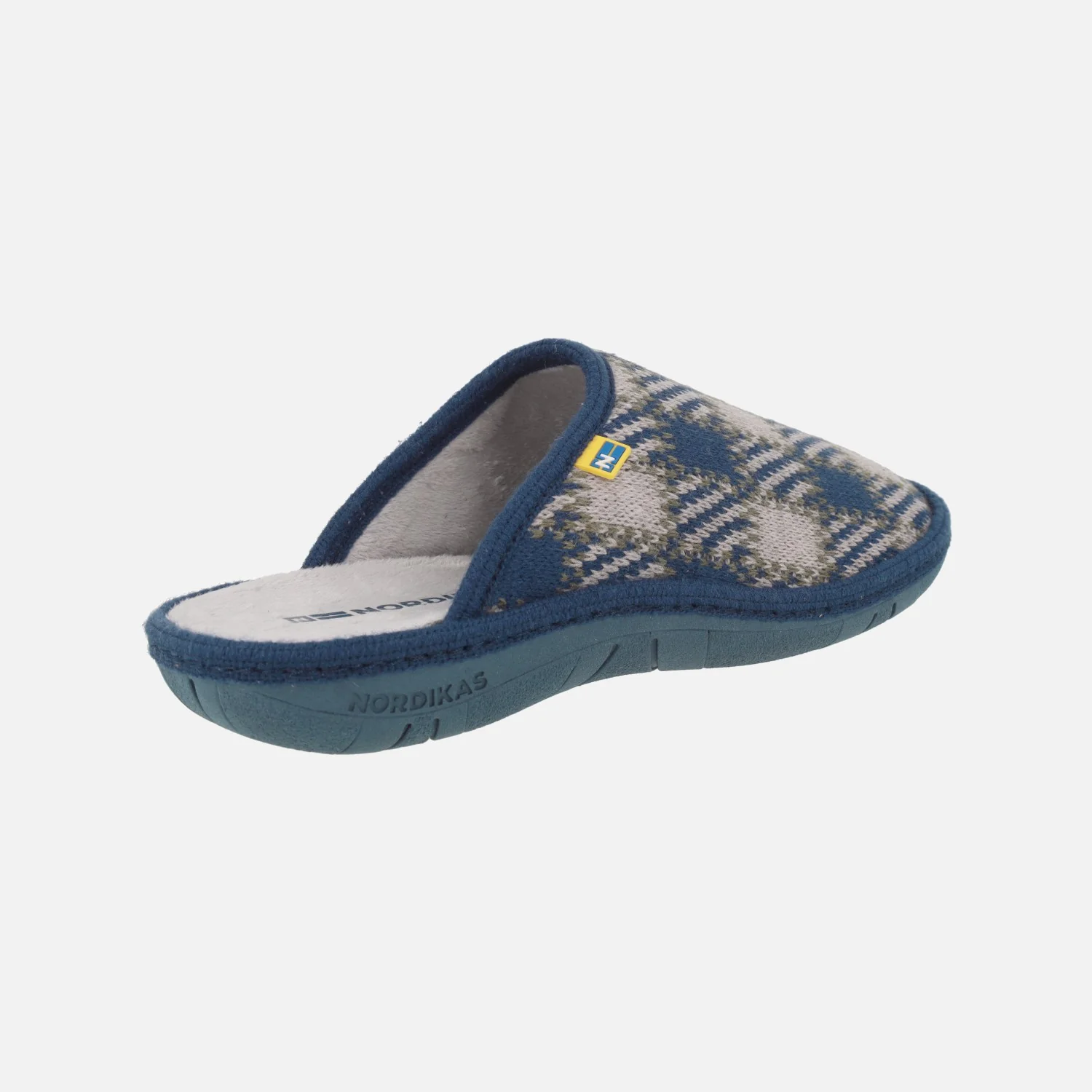 Zapatillas de casa descalzas para hombre en tejido a cuadros Denim - Image 2